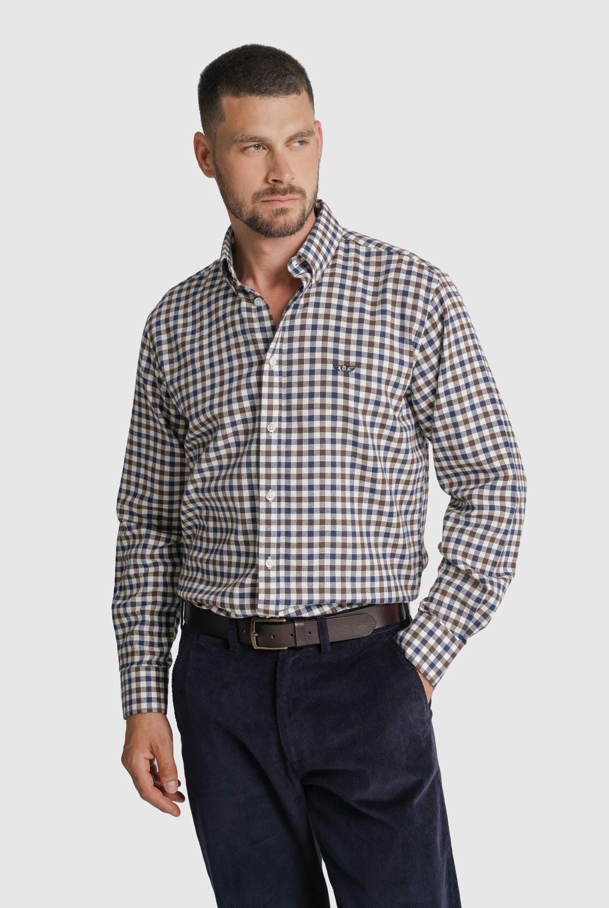 CAMISA FLANELA REGULAR FIT CASTANHA AO QUADRADO MR. BLUE