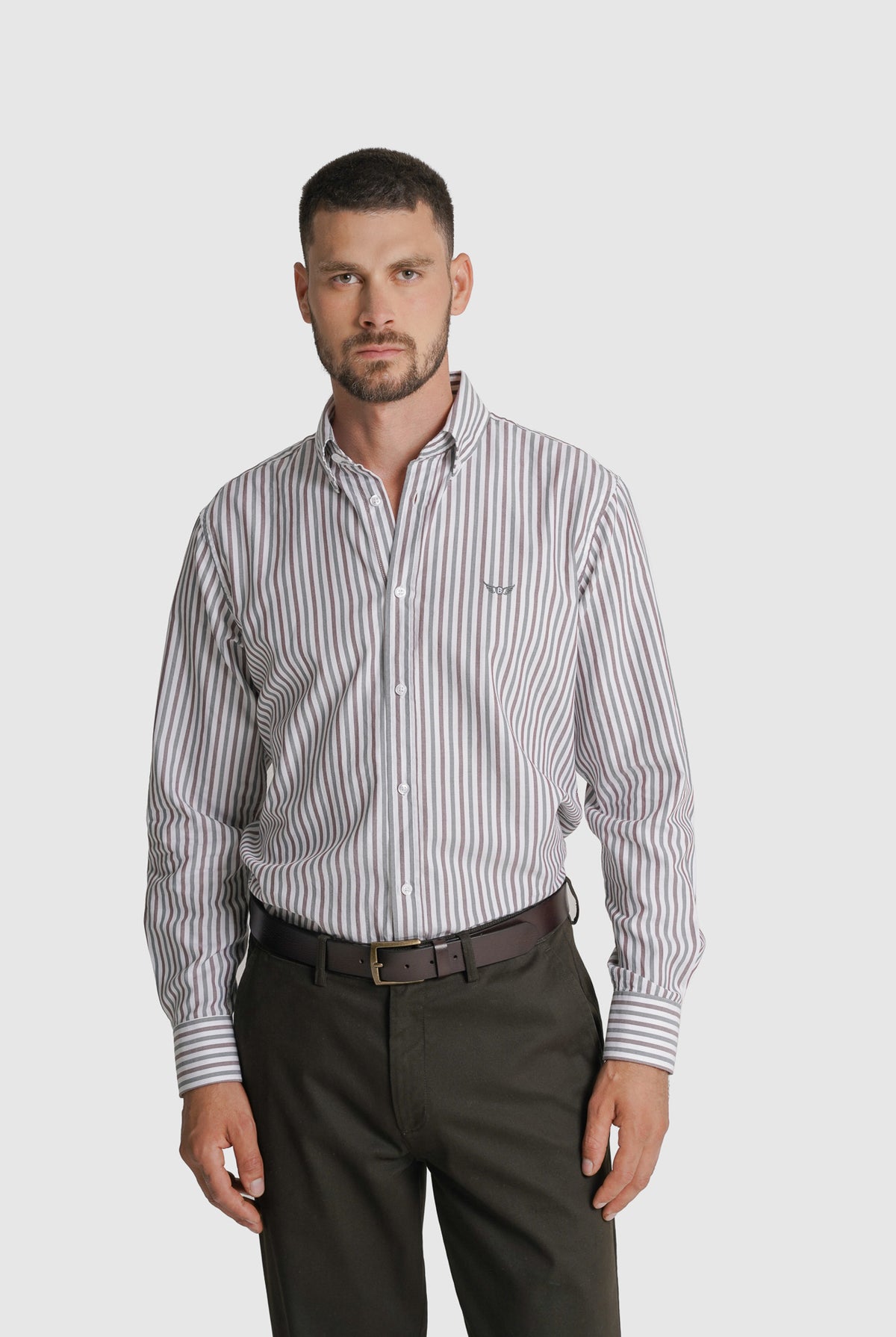 CAMISA FIL-A-FIL REGULAR FIT VERDE ÀS RISCAS MR. BLUE