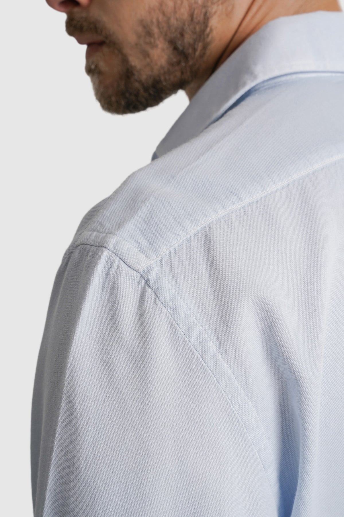 CAMISA PIQUET REGULAR FIT AZUL LISA MARK BELLUCCI