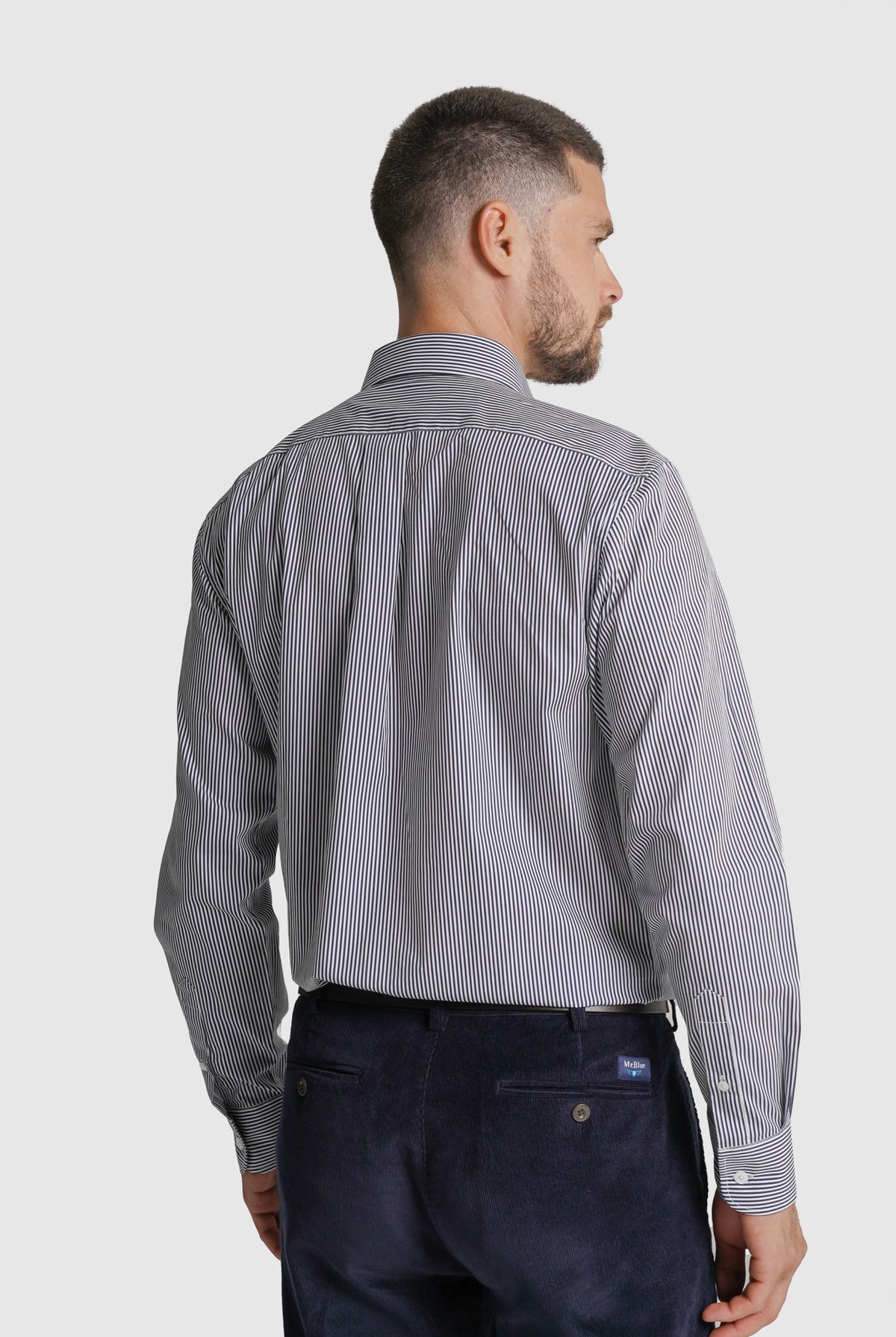 CAMISA ALGODÃO REGULAR FIT AZUL ÀS RISCAS MR. BLUE