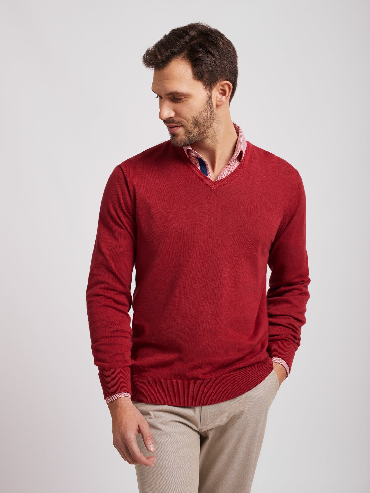 Jersey 100% Algodón con Cuello en V - Mr Blue