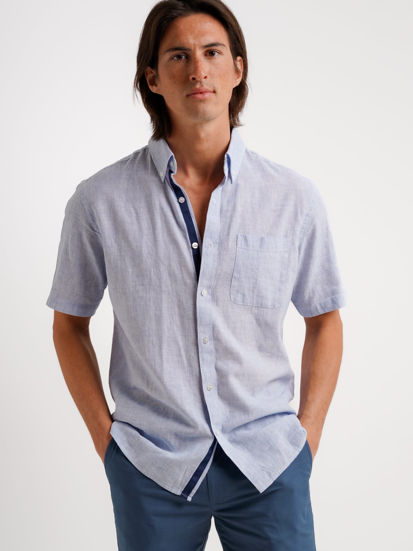 Regular Fit Blue Linen Shirt Mr. Blue