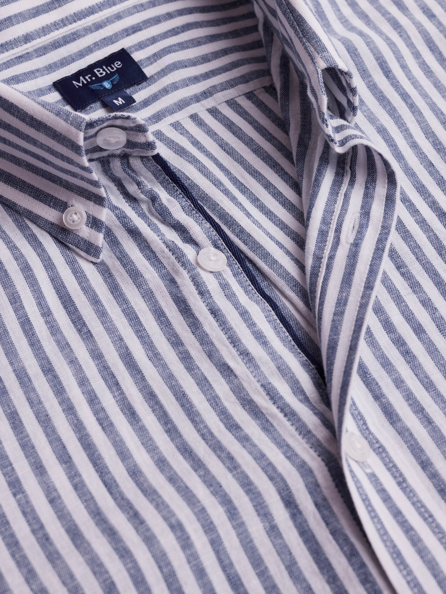 Camisa Regular Fit Lino Azul Mr. Blue
