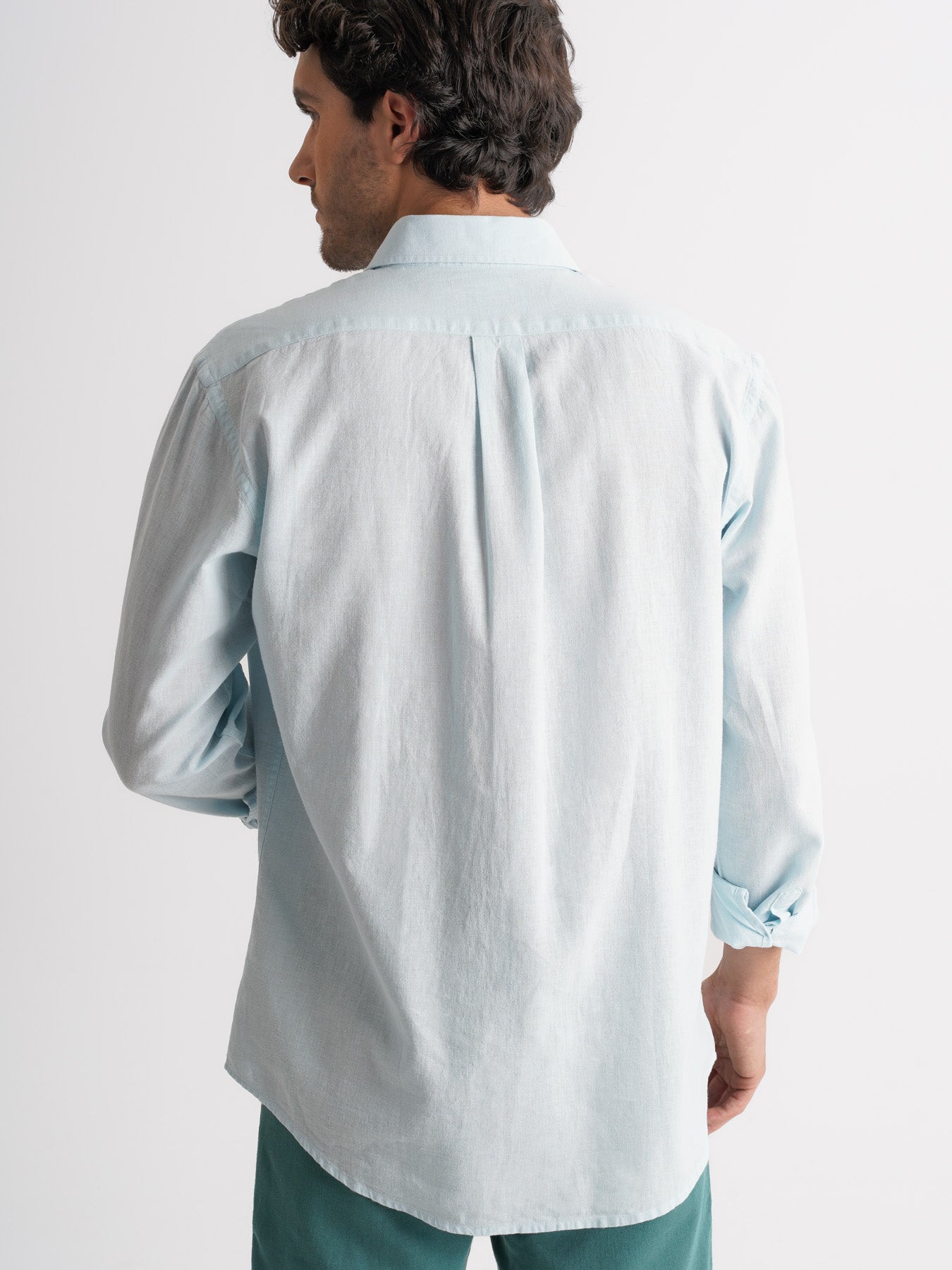 Camisa Regular Fit Lino Azul Mr. Blue