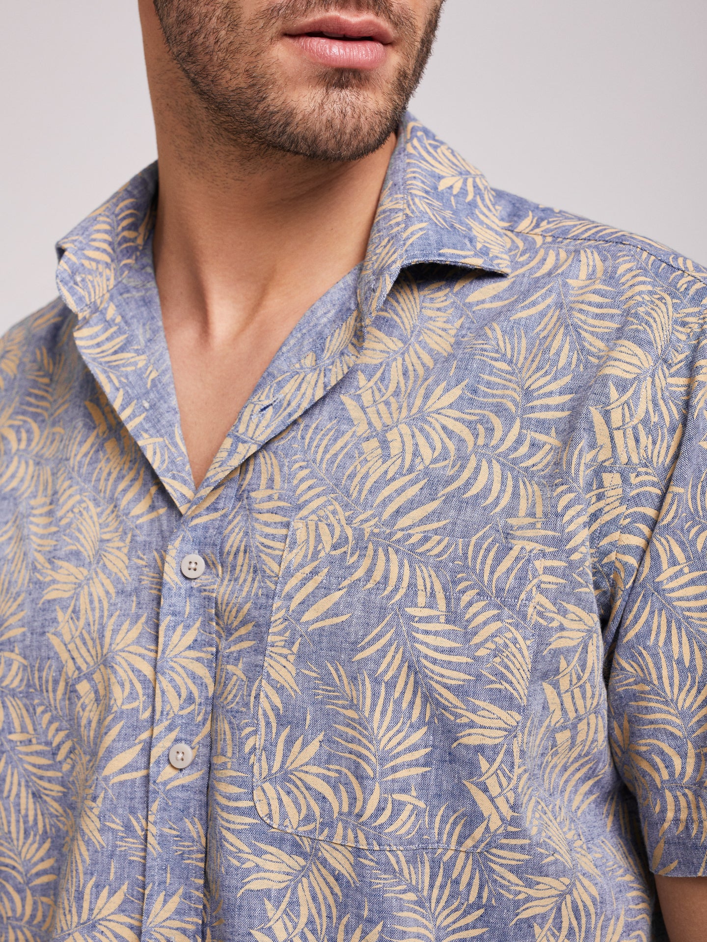 Camisa Regular Fit Lino Azul Mr. Blue