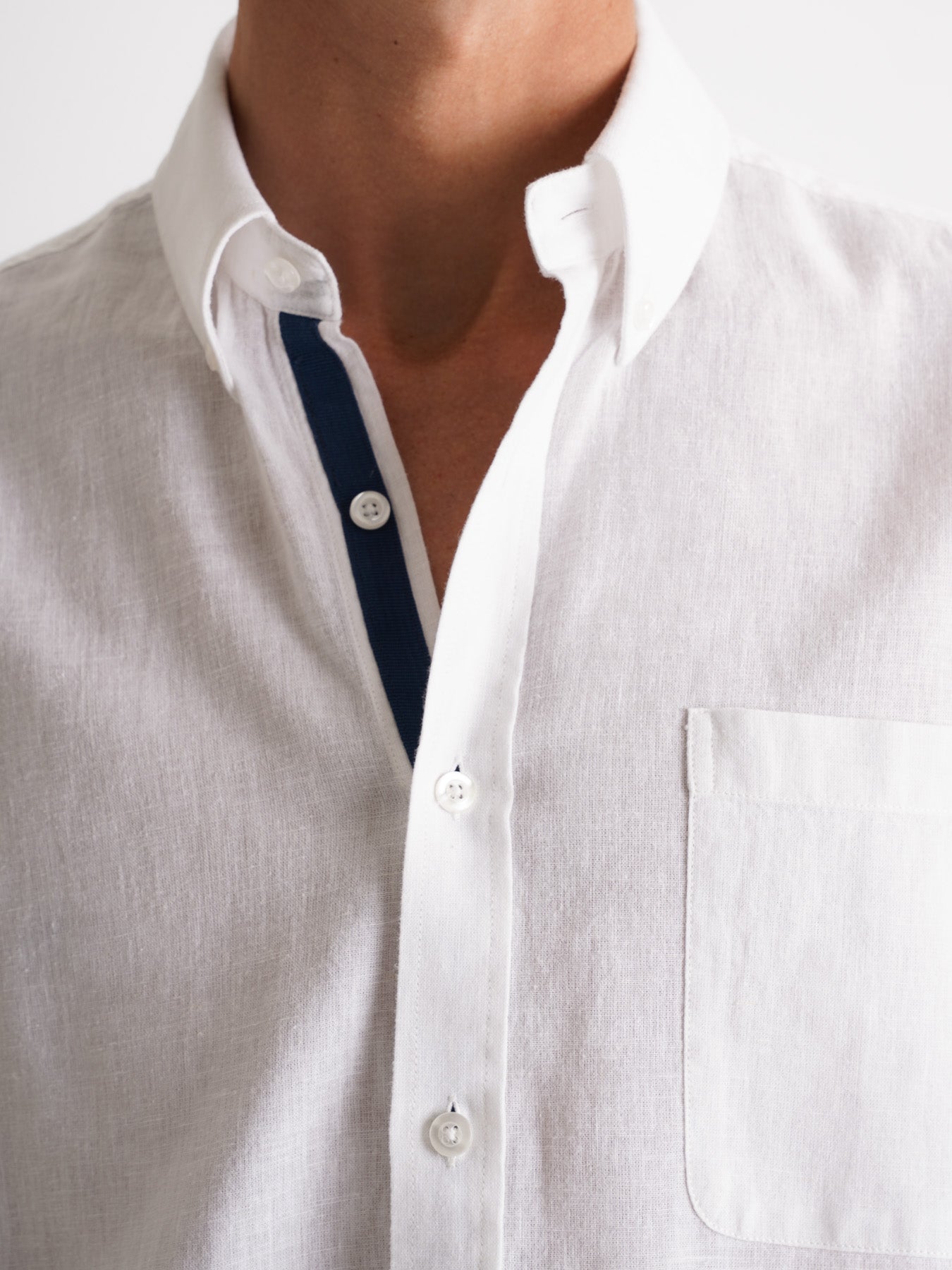 Camisa Regular Fit Lino Blanca Mr. Blue