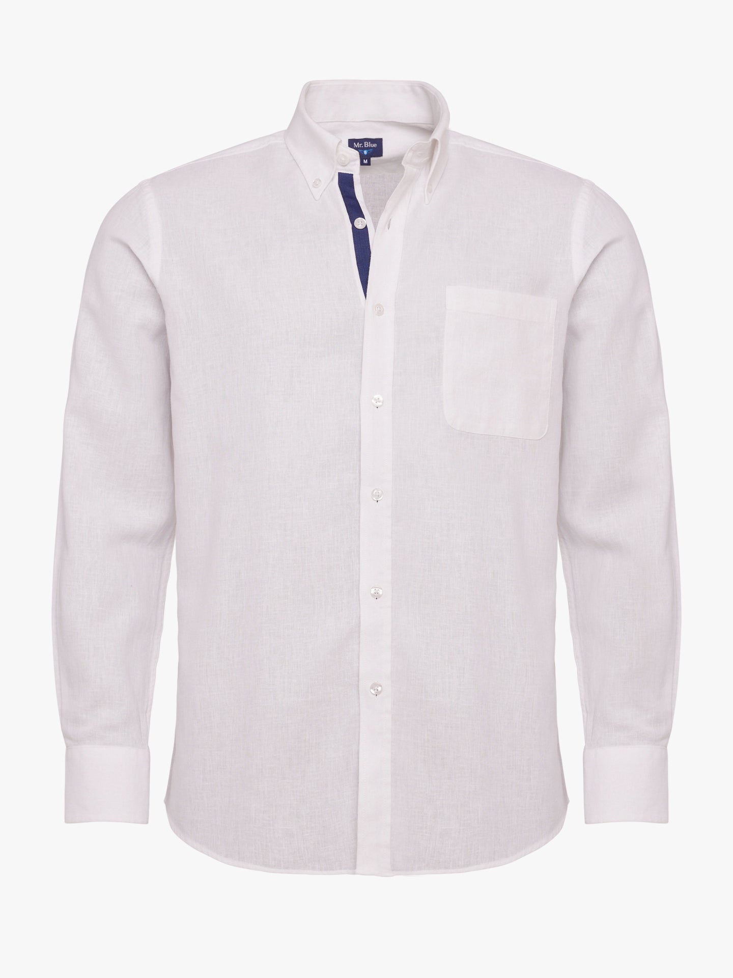 Camisa Regular Fit Lino Blanca Mr. Blue