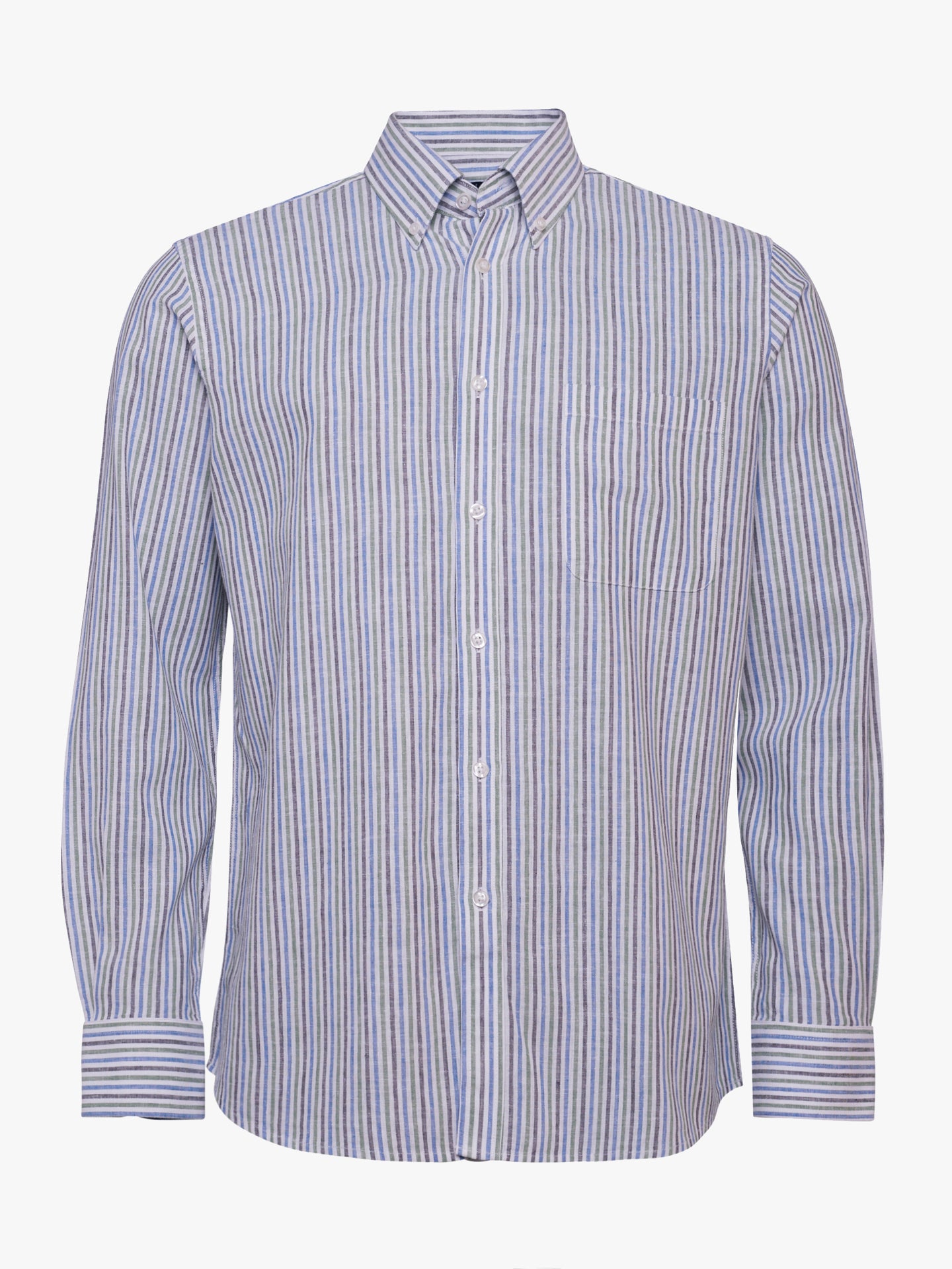 Camisa de corte estándar de lino verde de Mr. Blue