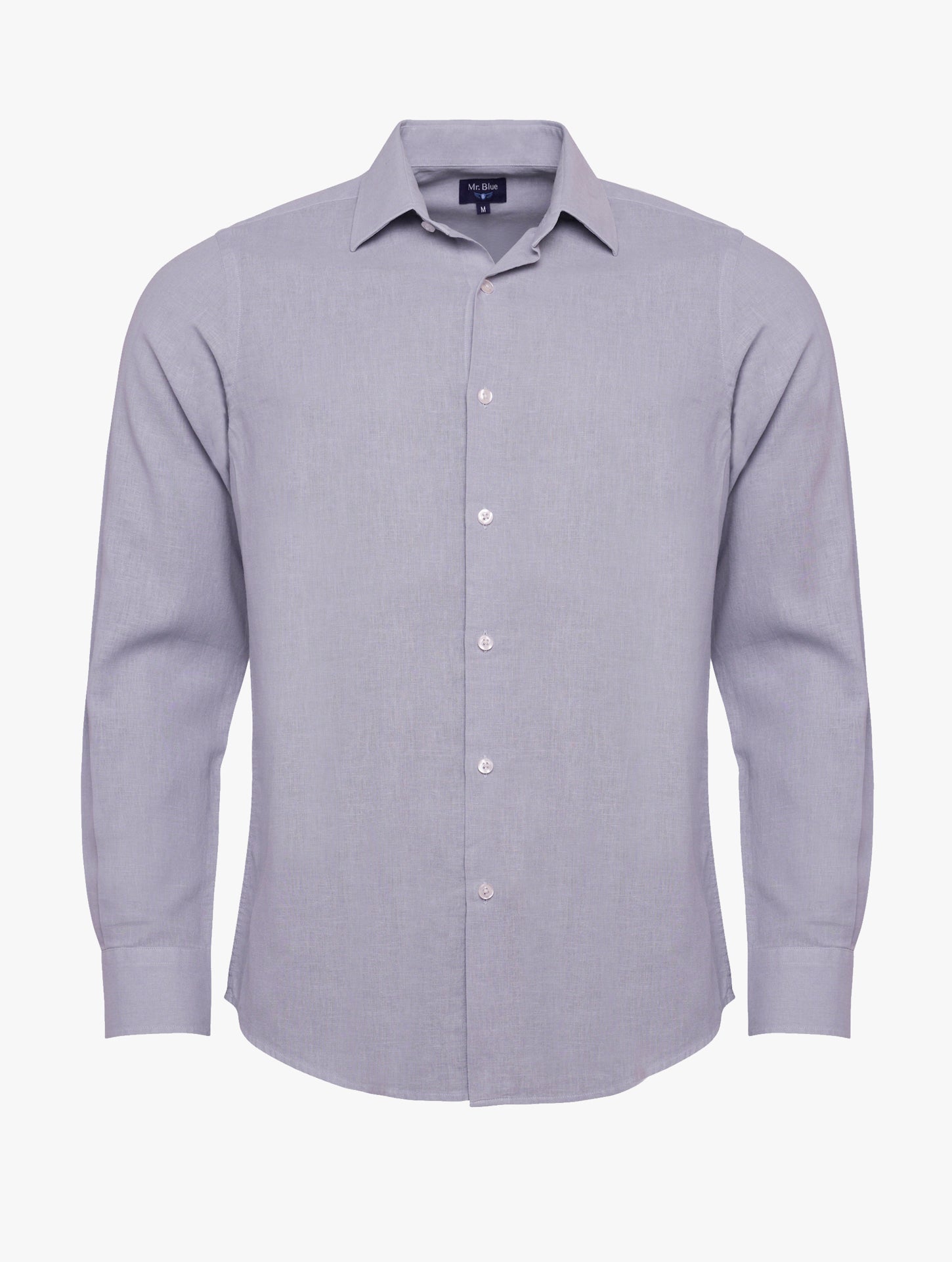 Camisa de lino azul slim fit Mr. Blue