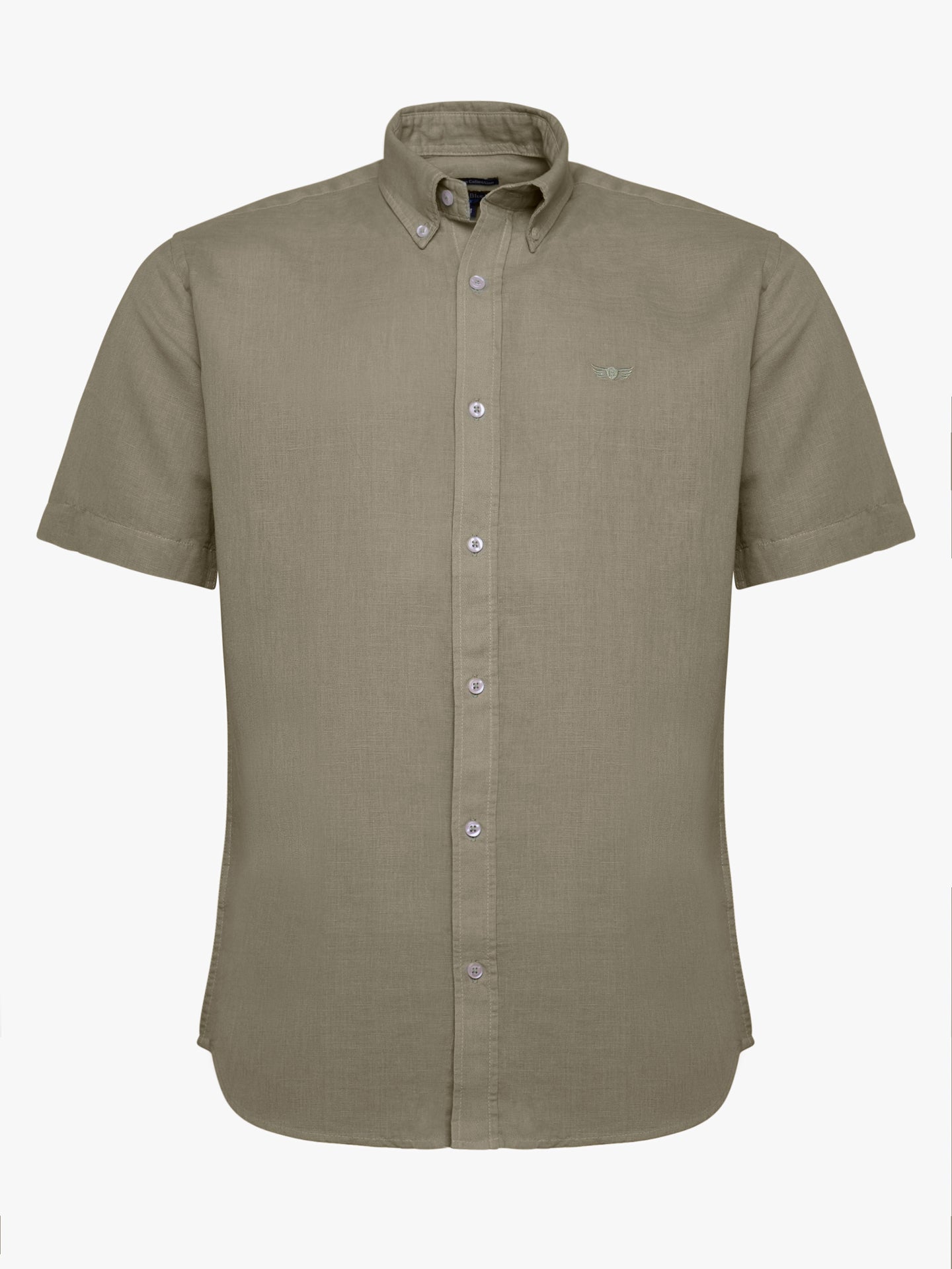 Camisa de corte estándar de lino verde de Mr. Blue