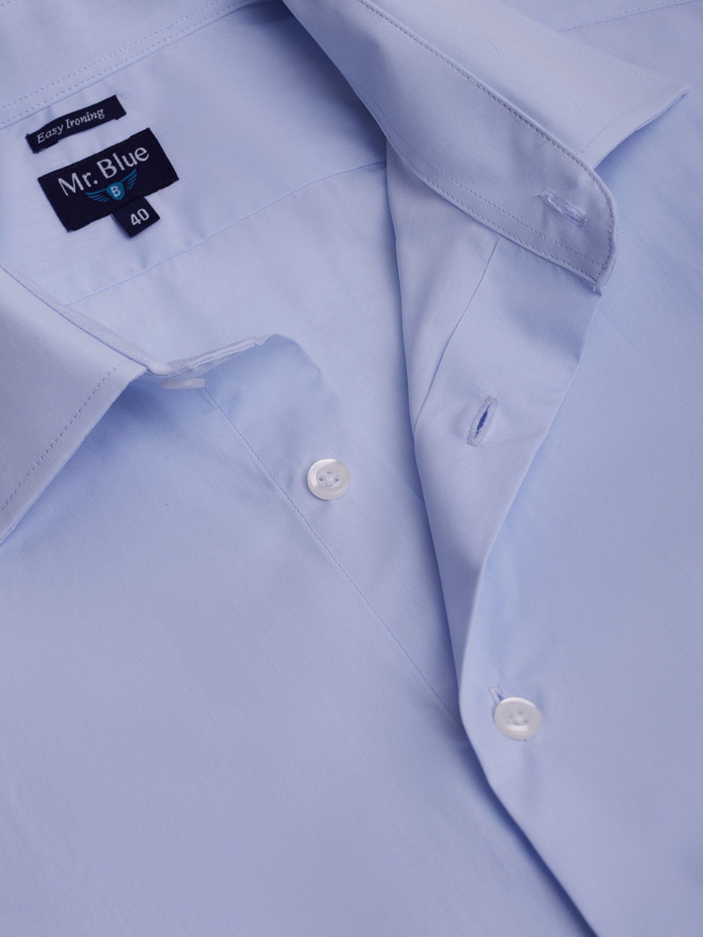 Camisa De Popelina Azul De Corte Clásico Mr. Blue