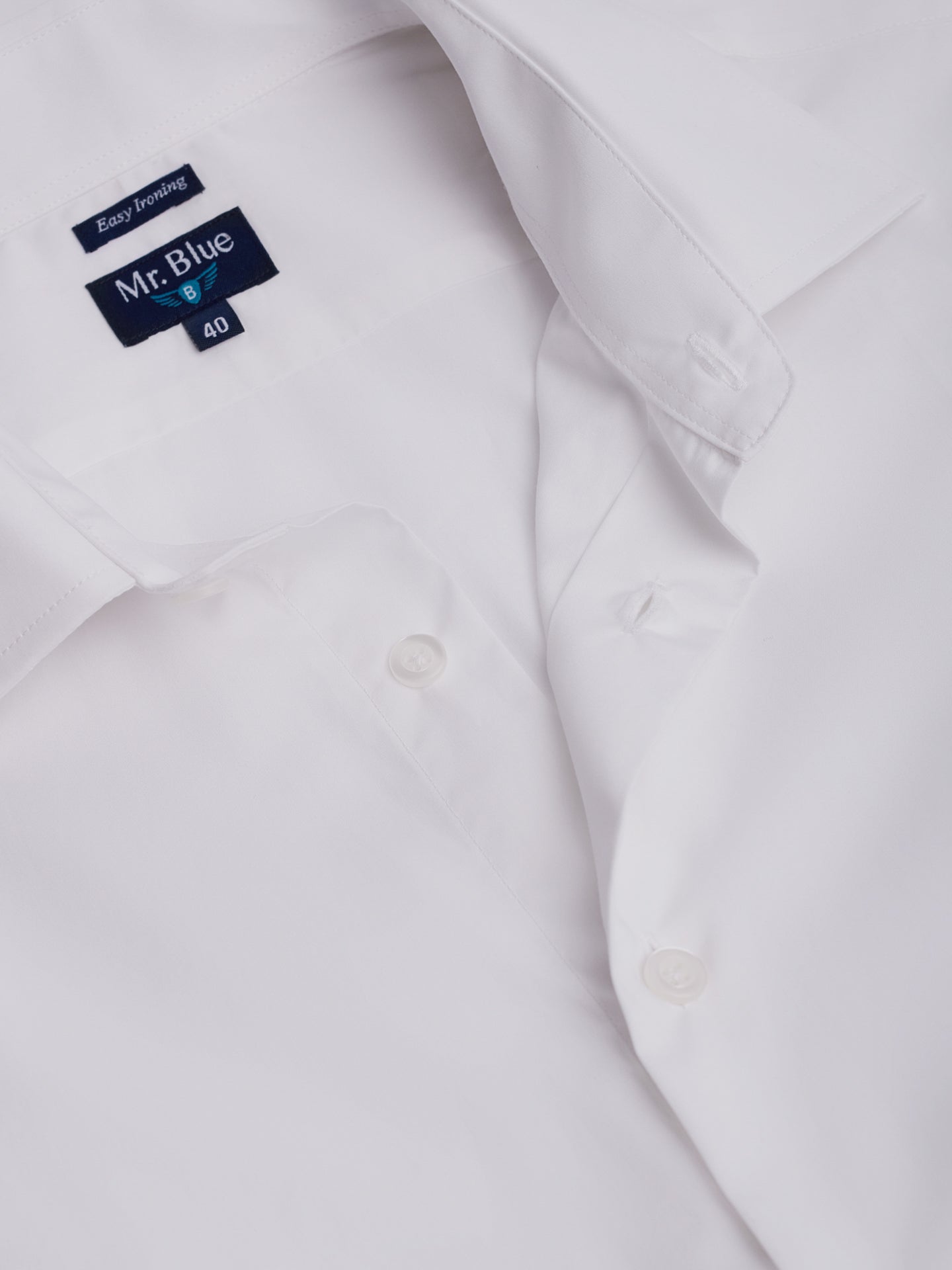 Camisa De Popelina Blanca De Corte Clásico Mr. Blue
