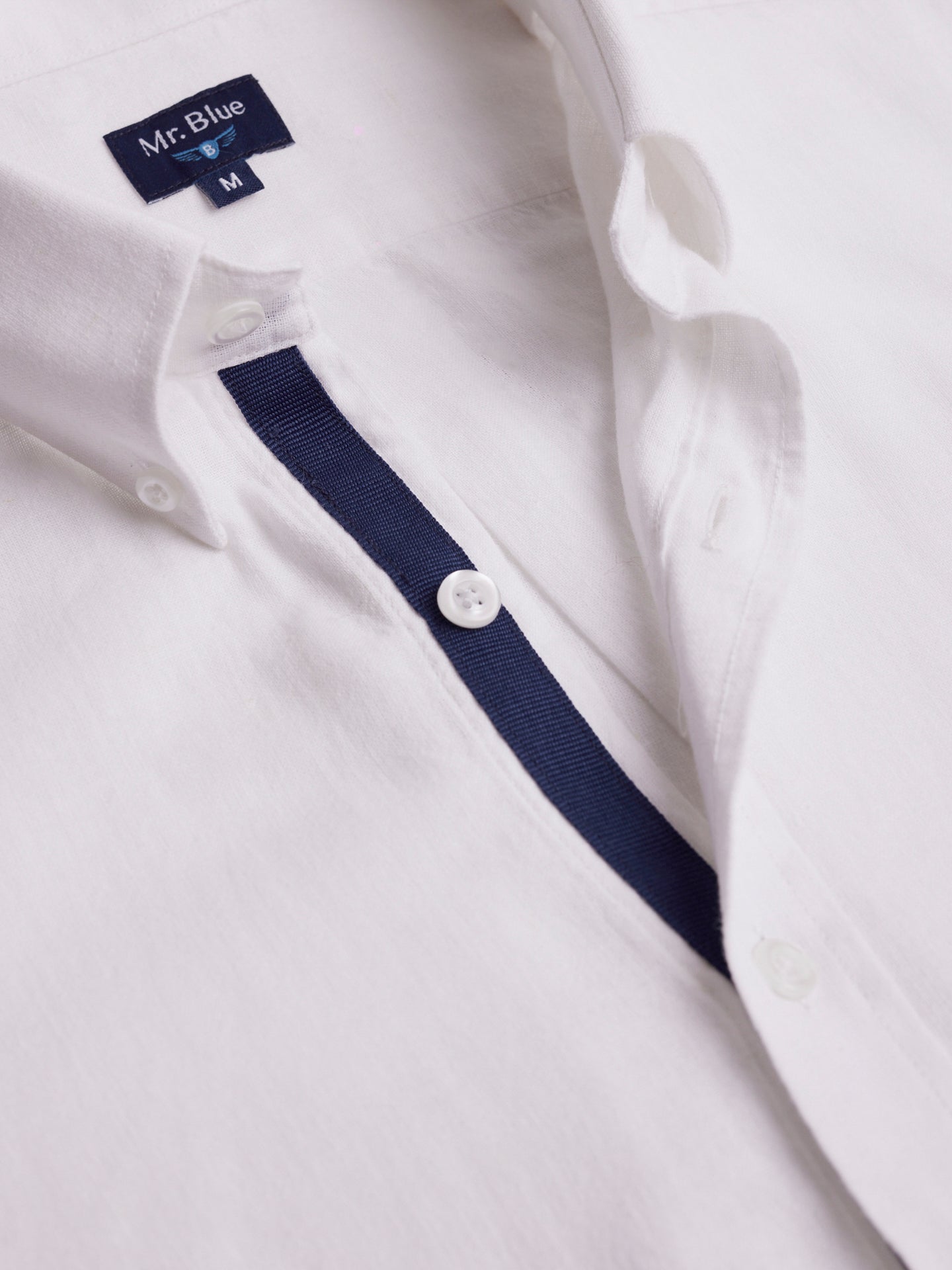 Camisa Regular Fit Lino Blanca Mr. Blue
