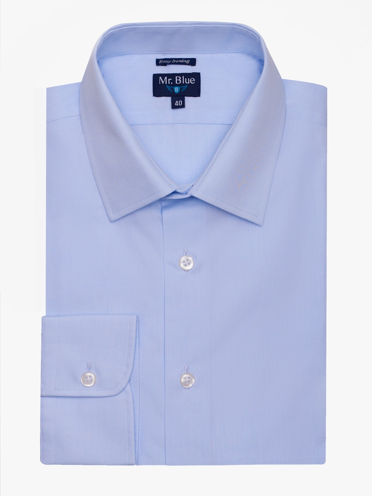 Camisa De Popelina Azul De Corte Clásico Mr. Blue