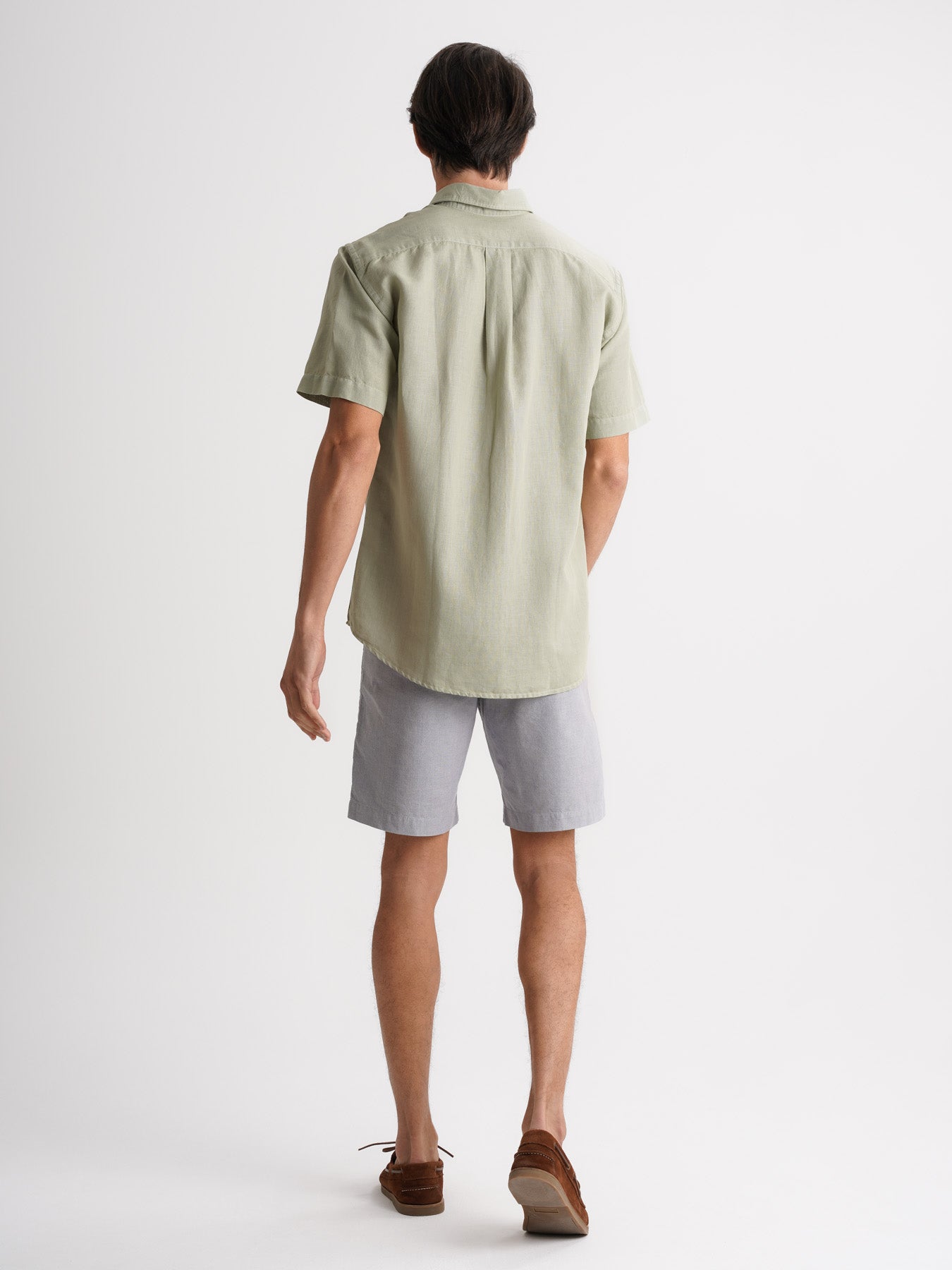Camisa de corte estándar de lino verde de Mr. Blue