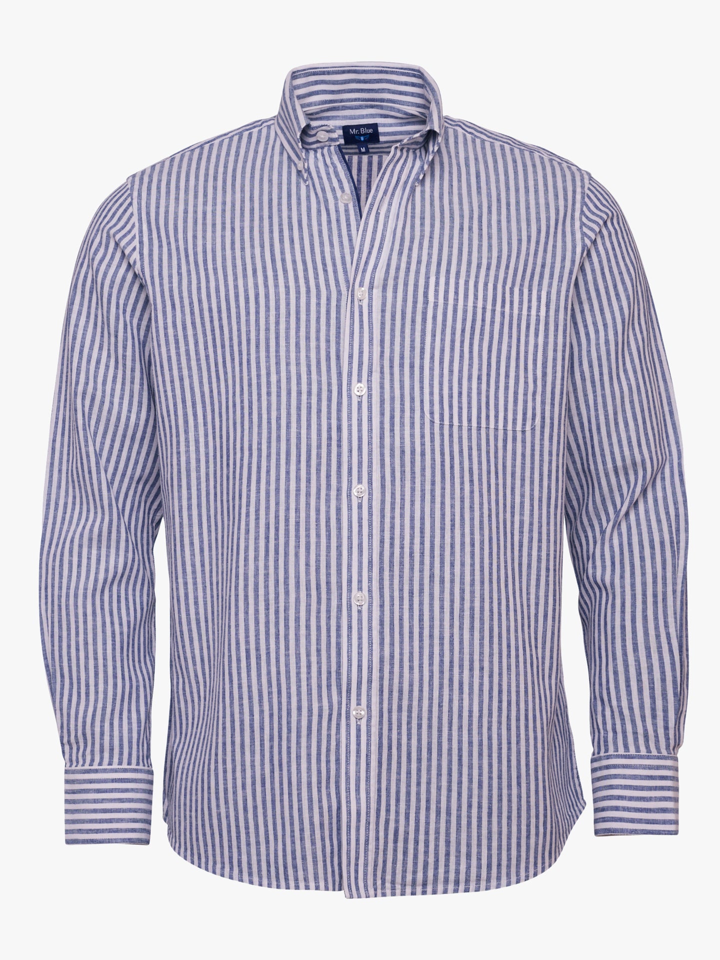 Camisa Regular Fit Lino Azul Mr. Blue