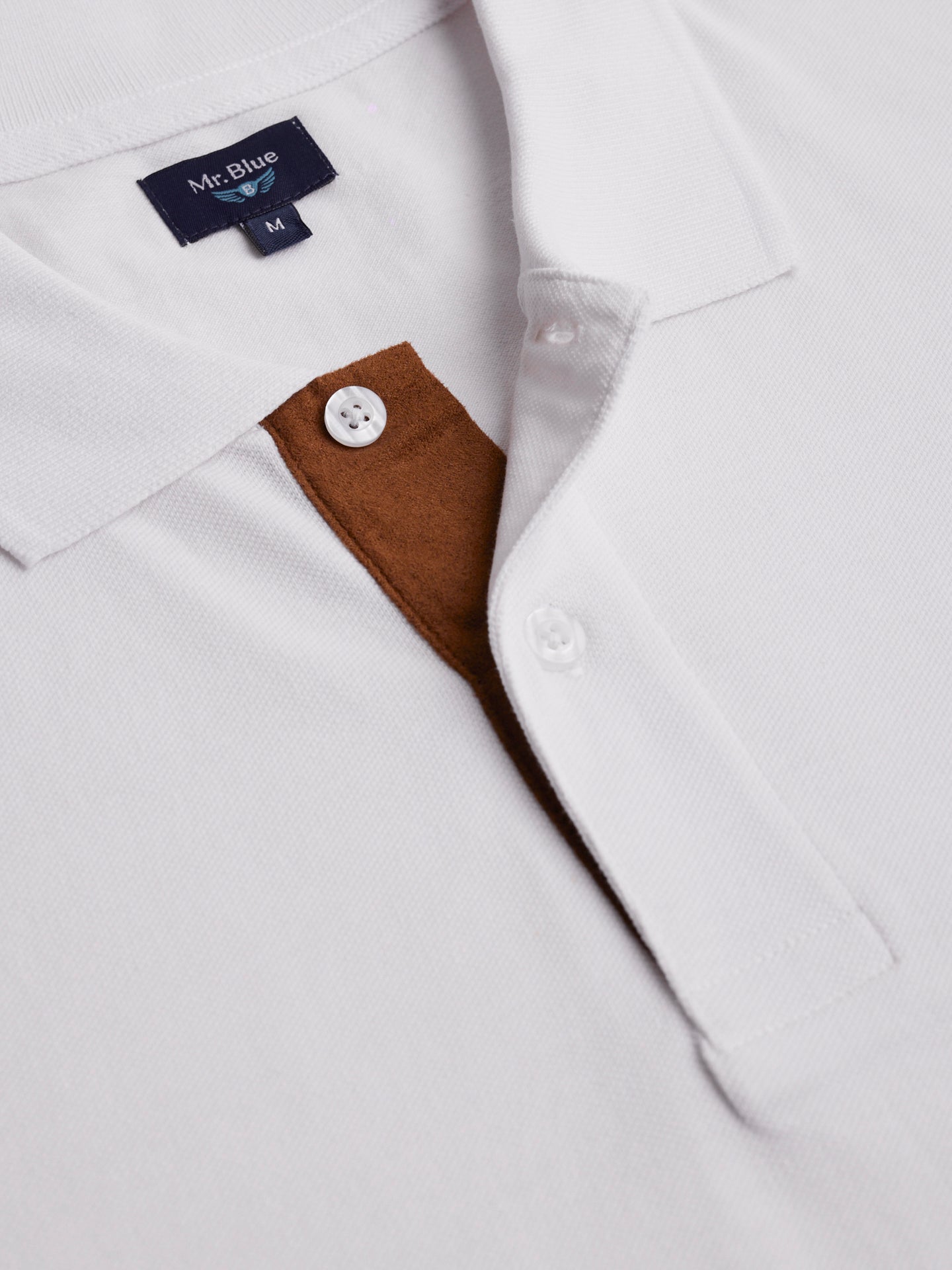 Polo de piquet blanco de corte estándar de Mr. Blue
