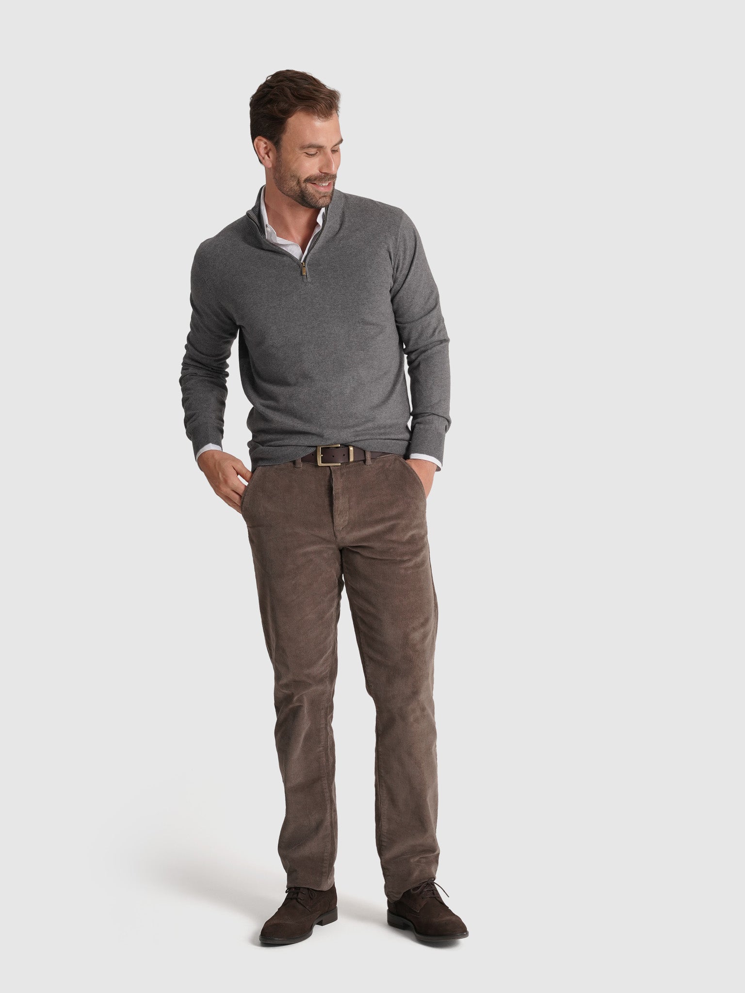 GRAY CASHMERE PULLOVER LONG SLEEVE REGULAR FIT MR. BLUE