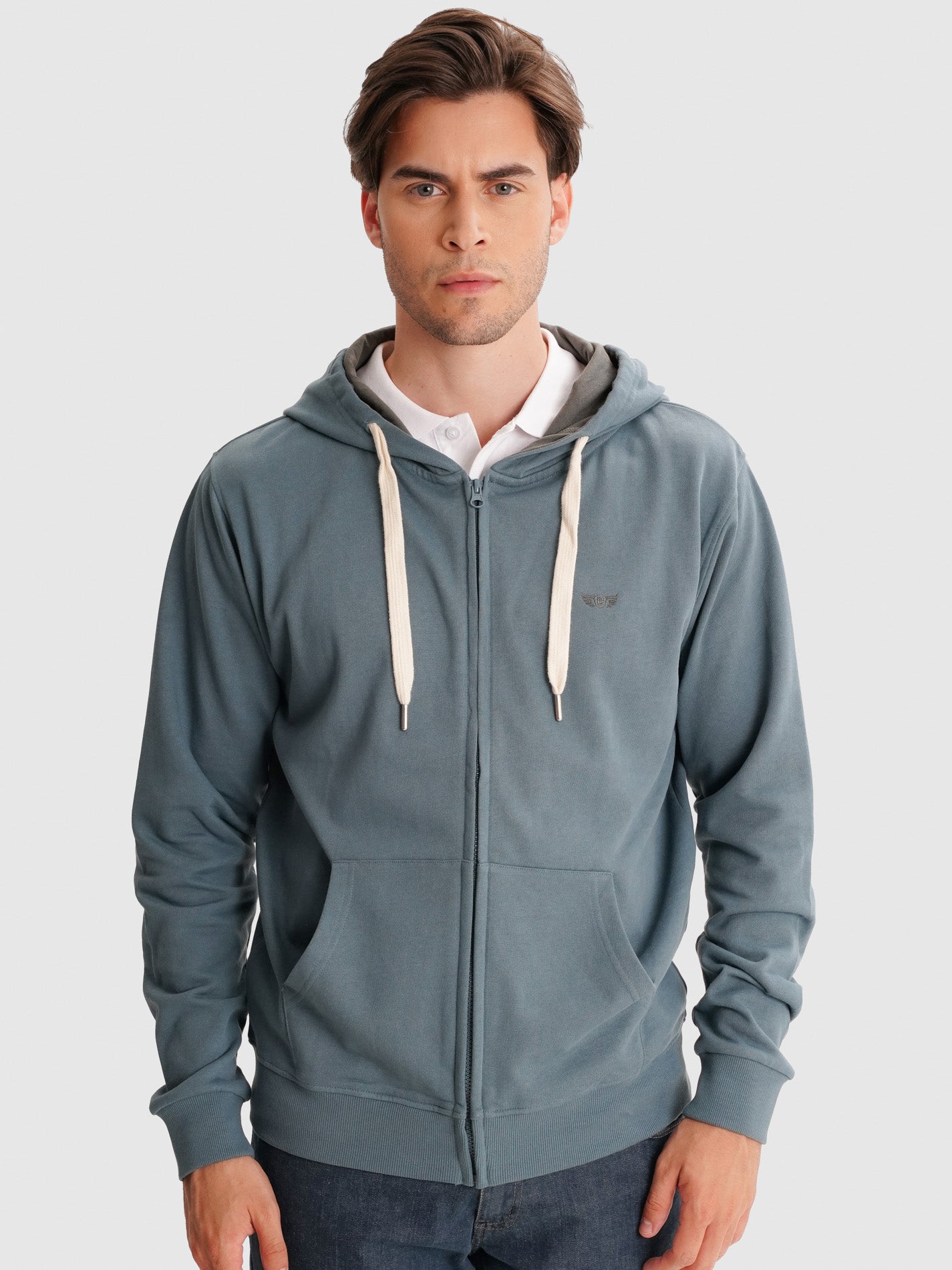 SUDADERA REGULAR FIT AZUL CON CAPUCHA MR. AZUL