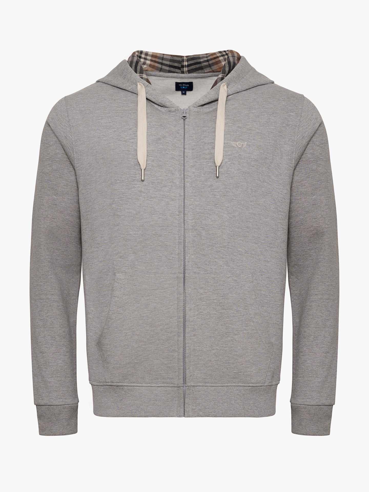 SUDADERA GRIS CON CAPUCHA REGULAR FIT MR. AZUL
