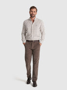 LONG SLEEVE BROWN FLANNEL SHIRT REGULAR FIT MR. BLUE