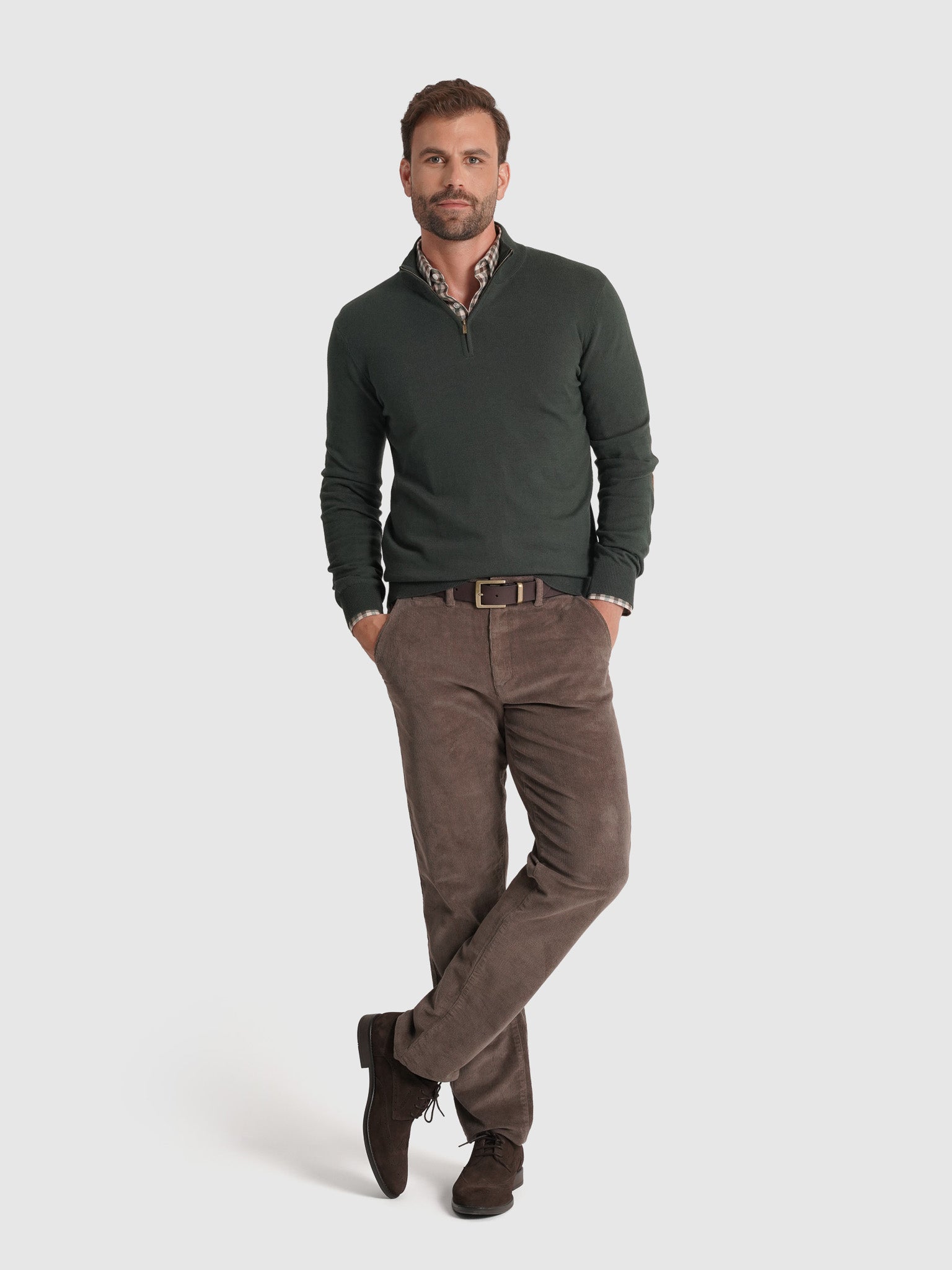 JERSEY DE LANA VERDE CON CODERAS MR REGULAR FIT. AZUL