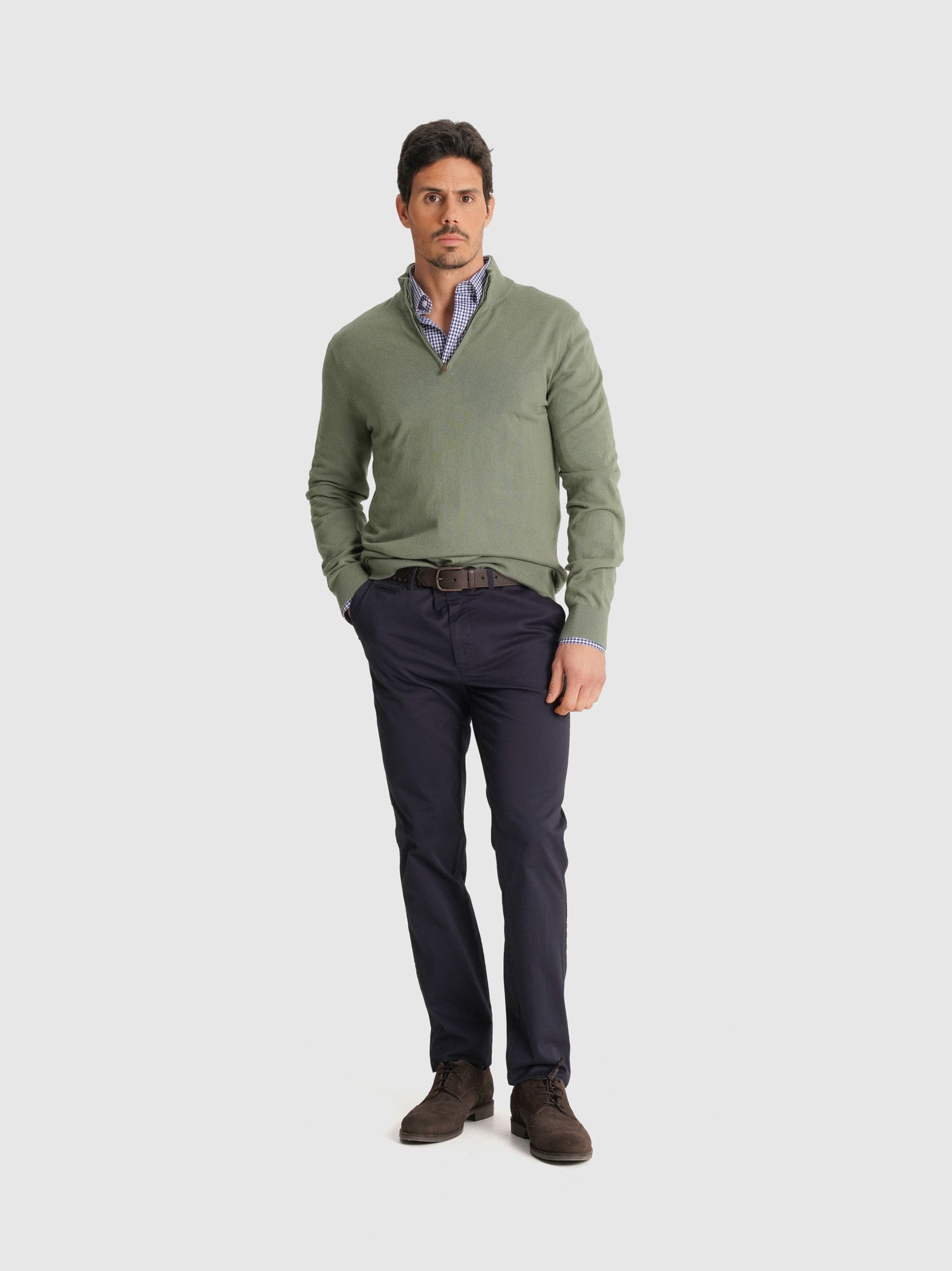 GREEN COTTON PULLOVER LONG SLEEVE REGULAR FIT MR. BLUE