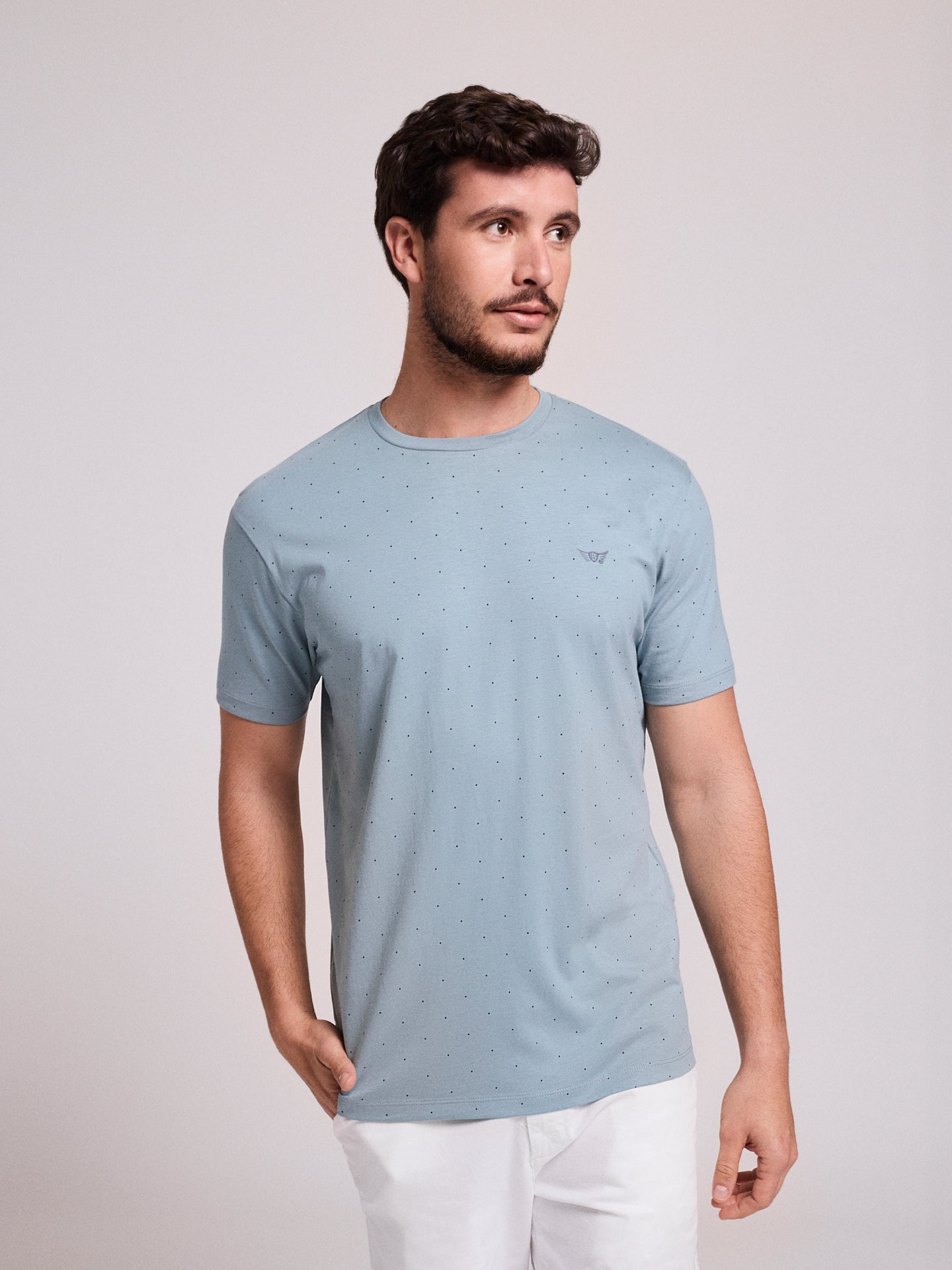 CAMISETA ALGODÓN AZUL MANGA CORTA REGULAR FIT MR. AZUL