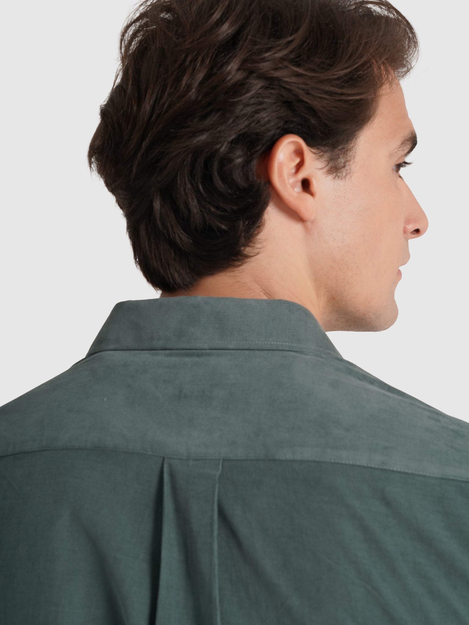 CAMISA BOMBAZINE VERDE MANGA LARGA AJUSTE SASTRERÍA MR. AZUL
