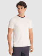 WHITE COTTON T-SHIRT SHORT SLEEVES REGULAR FIT MR. BLUE