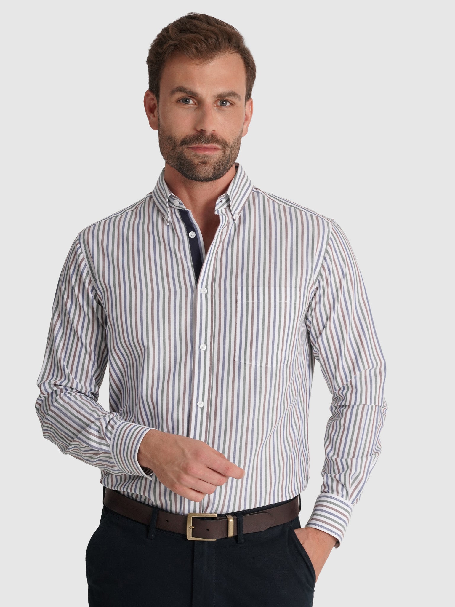 WHITE COTTON SHIRT LONG SLEEVE REGULAR FIT MR. BLUE
