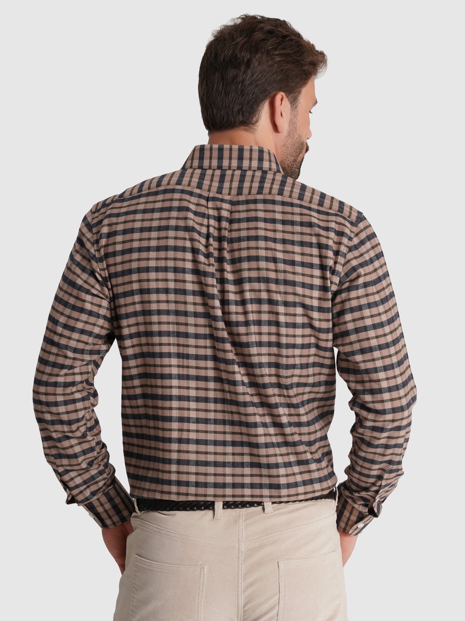 BROWN COTTON SHIRT LONG SLEEVE REGULAR FIT MR. BLUE