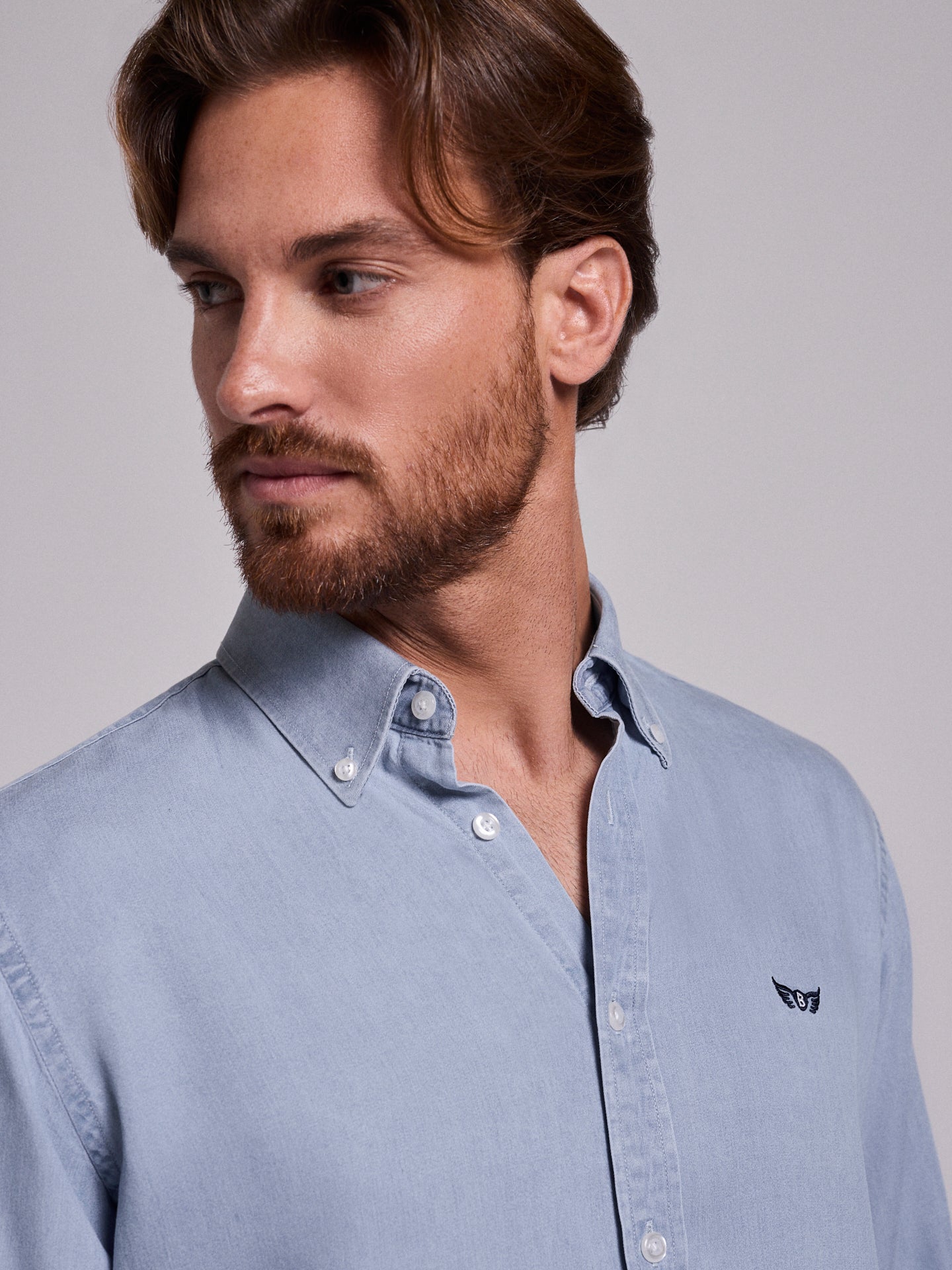 CAMISA ALGODÓN AZUL MANGA LARGA REGULAR FIT MR. AZUL