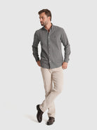 CAMISA ALGODÓN GRIS MANGA LARGA REGULAR FIT MR. AZUL
