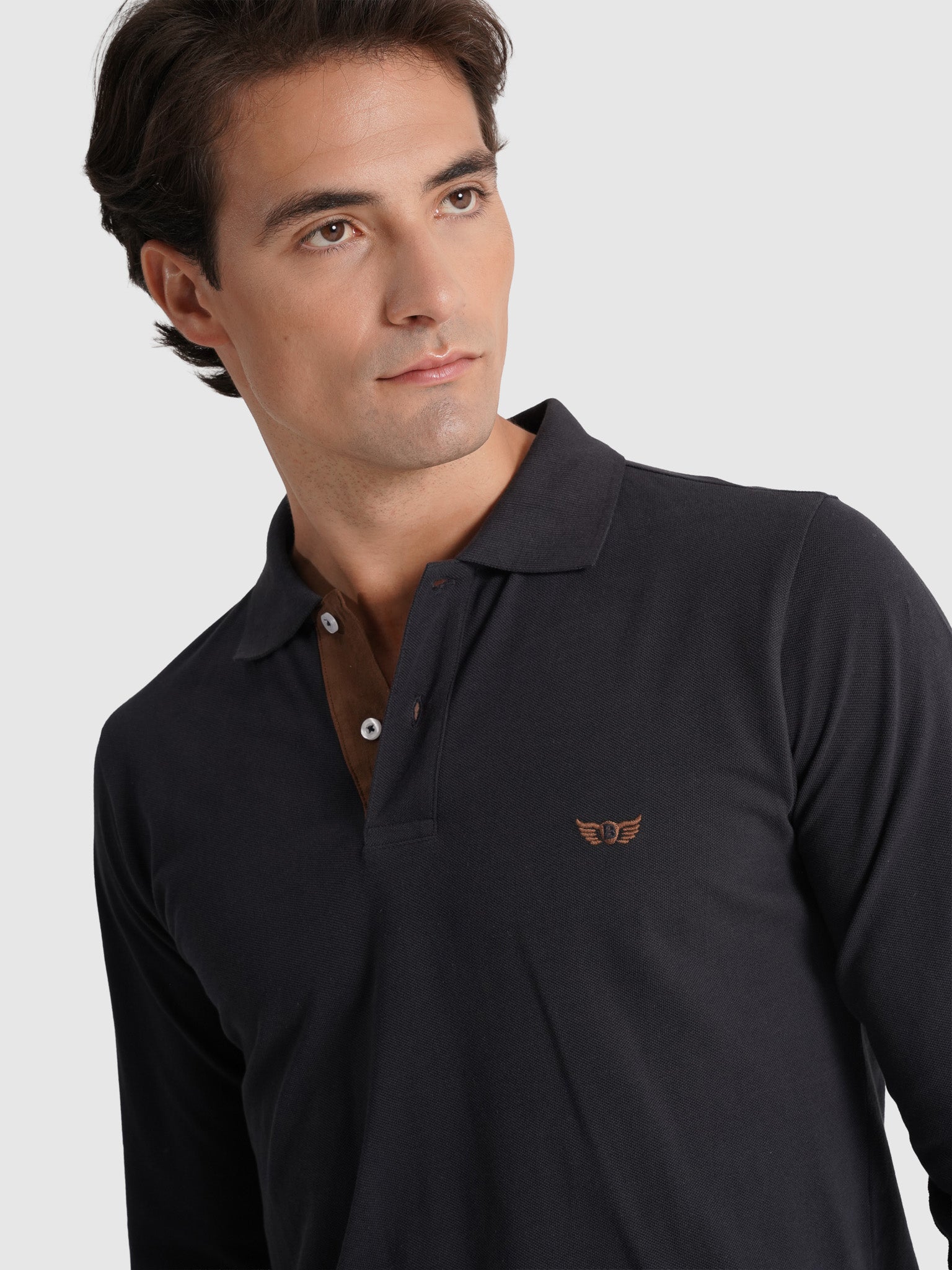 BLUE COTTON POLO LONG SLEEVE REGULAR FIT MR. BLUE