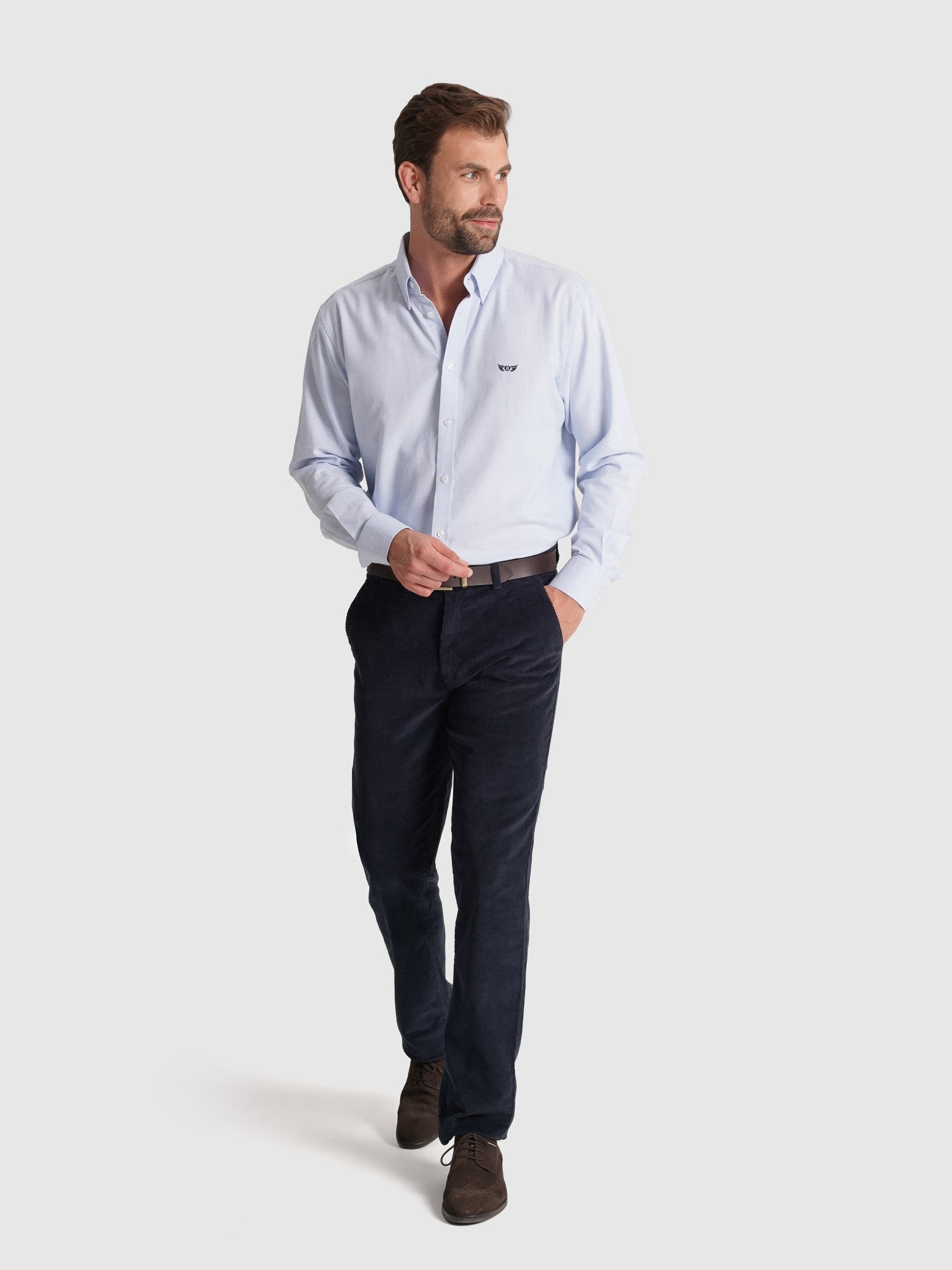 CAMISA FRANELA AZUL MANGA LARGA REGULAR FIT MR. AZUL