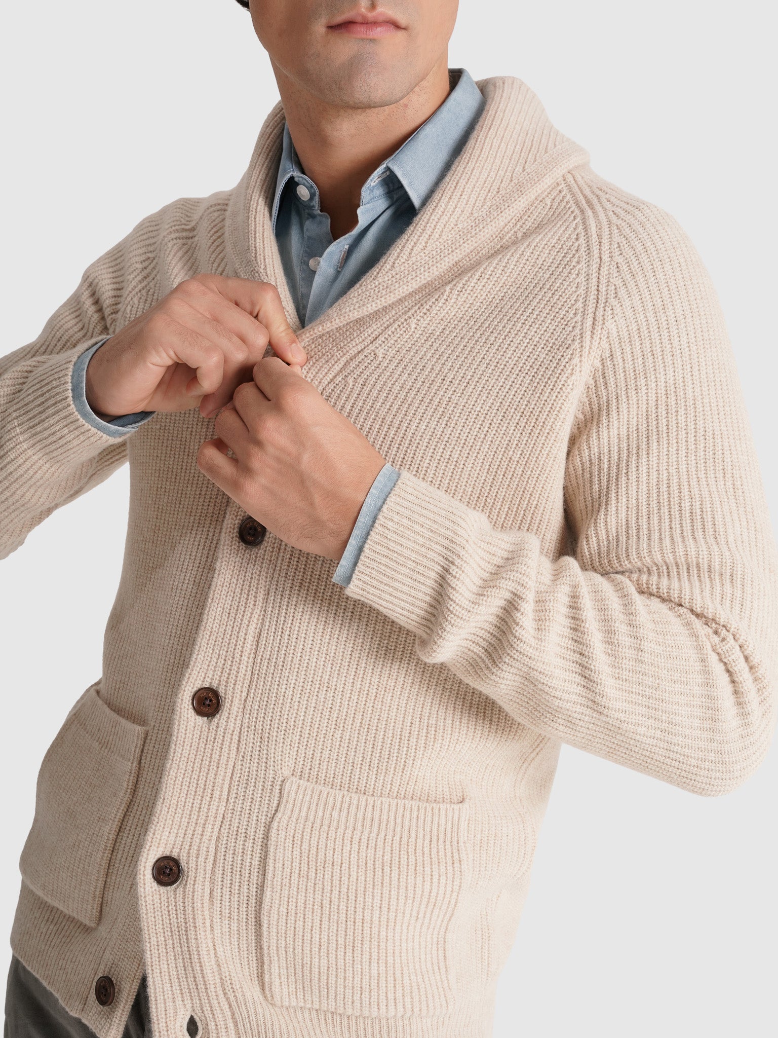 JERSEY DE LANA BEIGE MANGA LARGA REGULAR FIT MR. AZUL