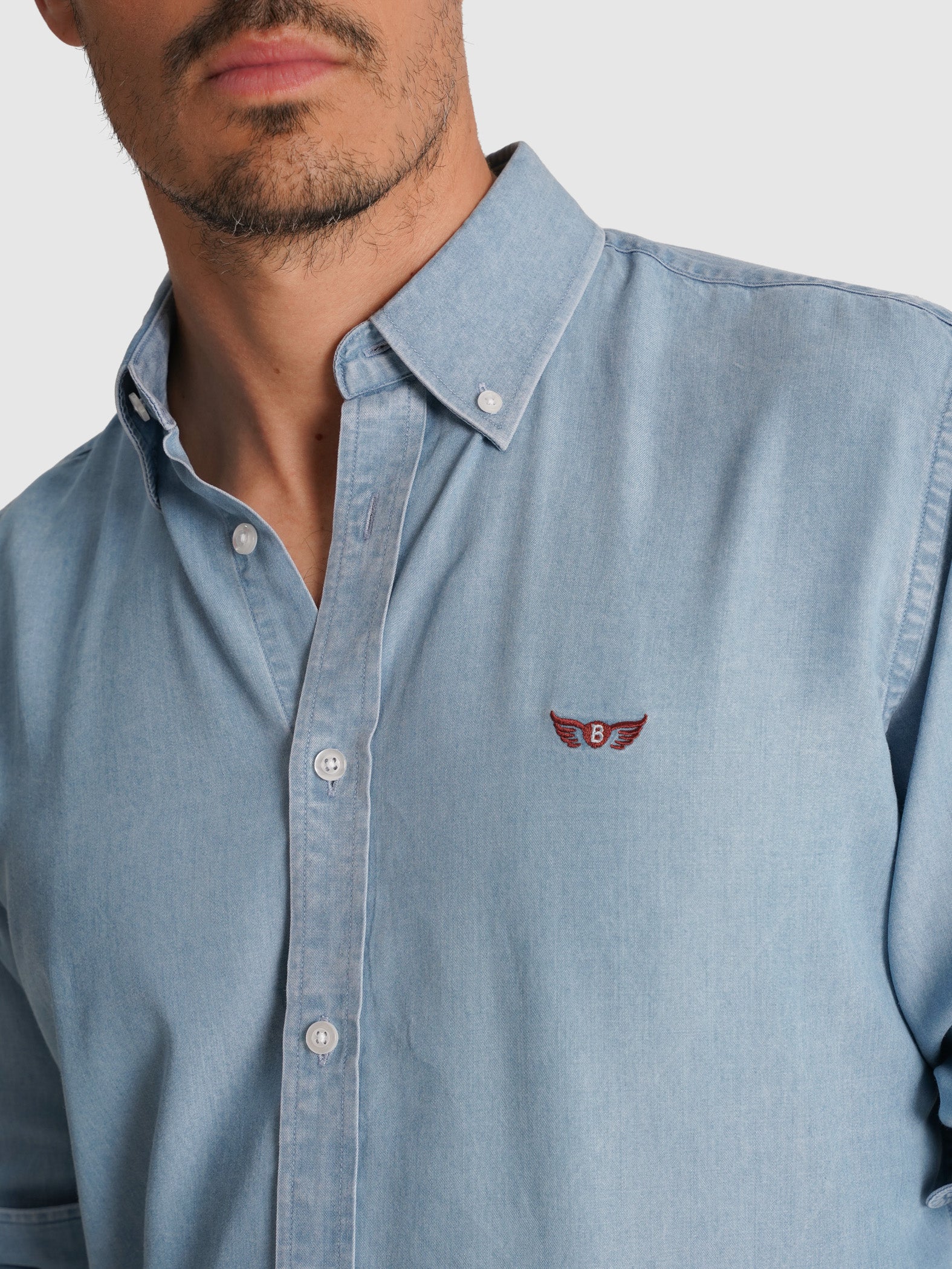 CAMISA ALGODÓN AZUL MANGA LARGA REGULAR FIT MR. AZUL
