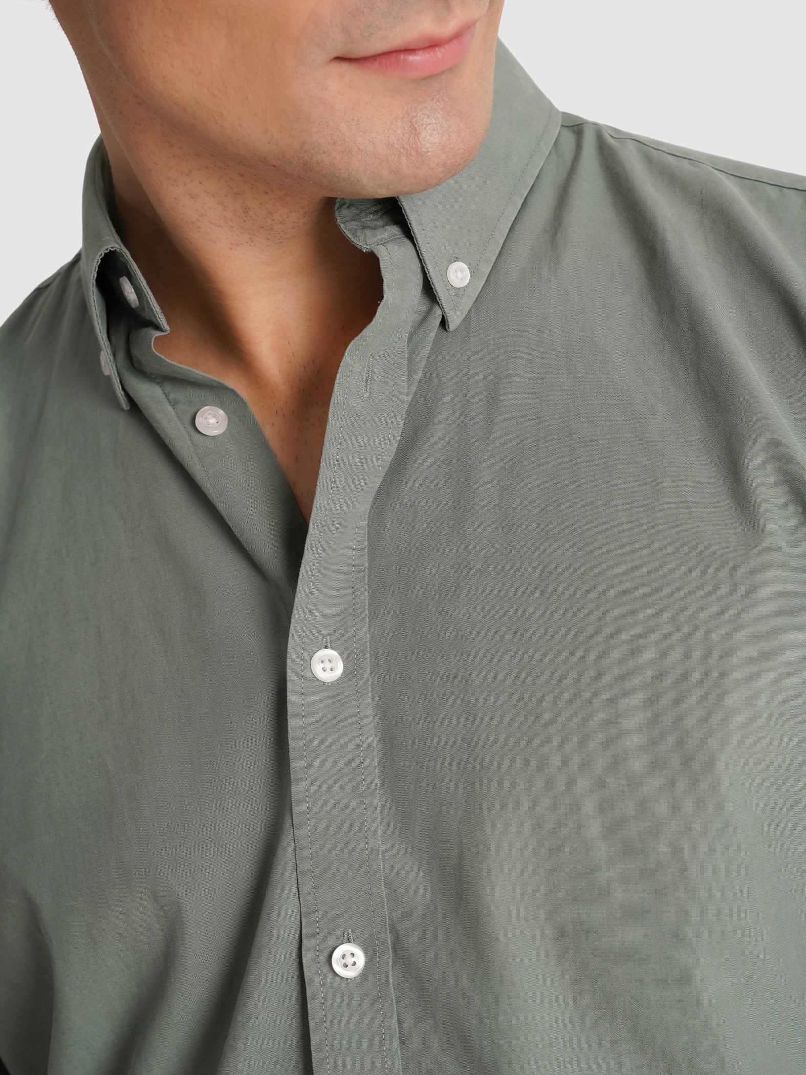 CAMISA ALGODÓN VERDE MANGA LARGA REGULAR FIT MR. AZUL