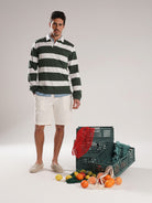 RUGBY GREEN COTTON LONG SLEEVE REGULAR FIT MR. BLUE