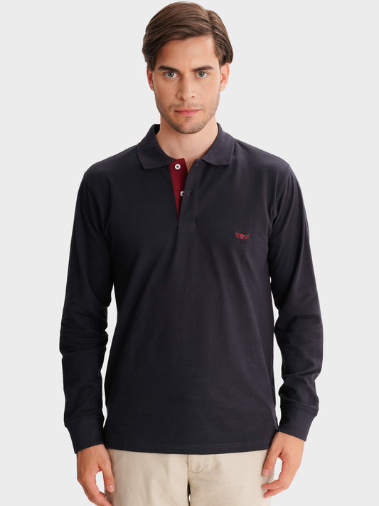 POLO AZUL MANGA LARGA REGULAR FIT MR. AZUL