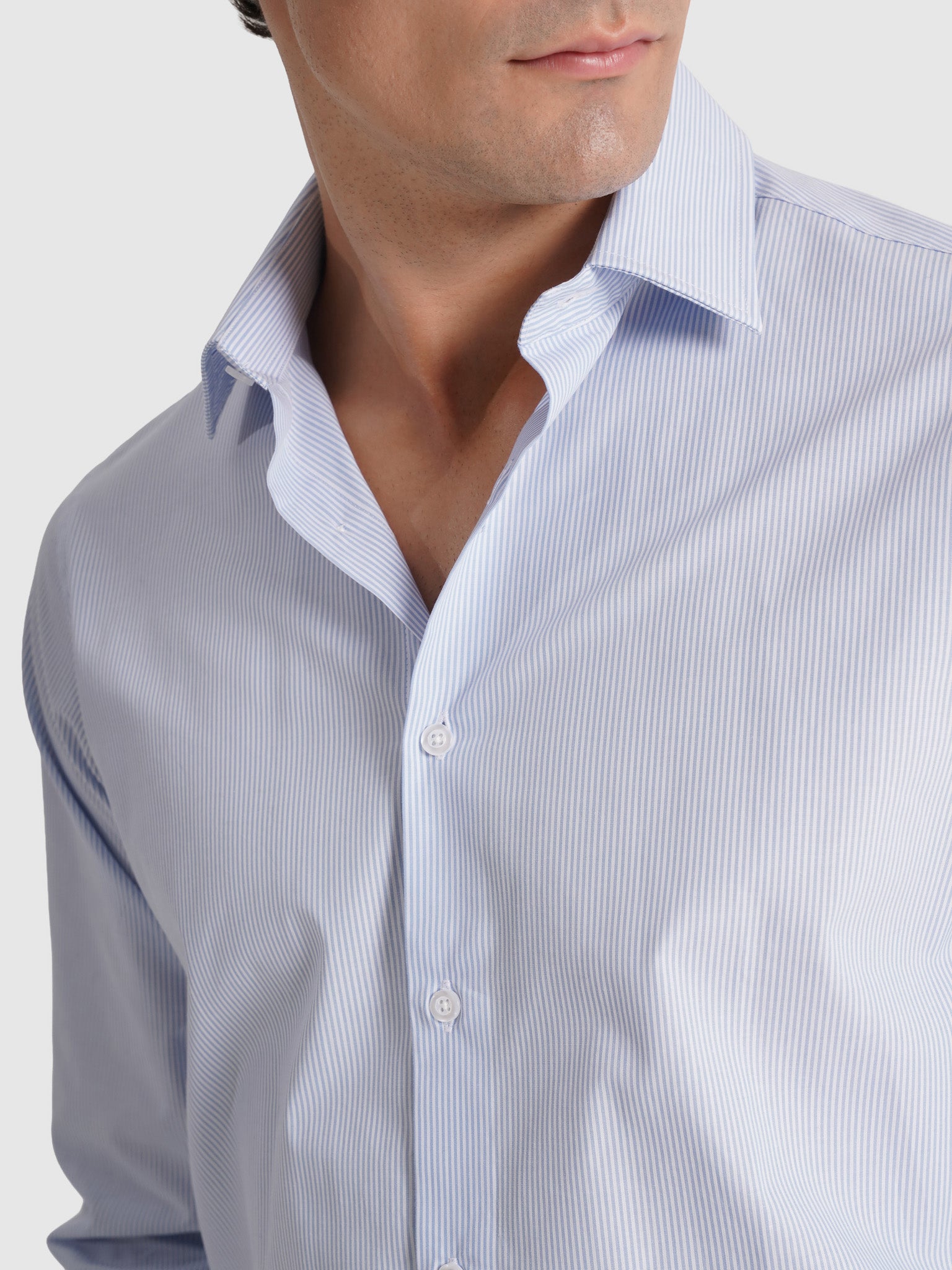 BLUE COTTON SHIRT LONG SLEEVE SLIM FIT MR. BLUE