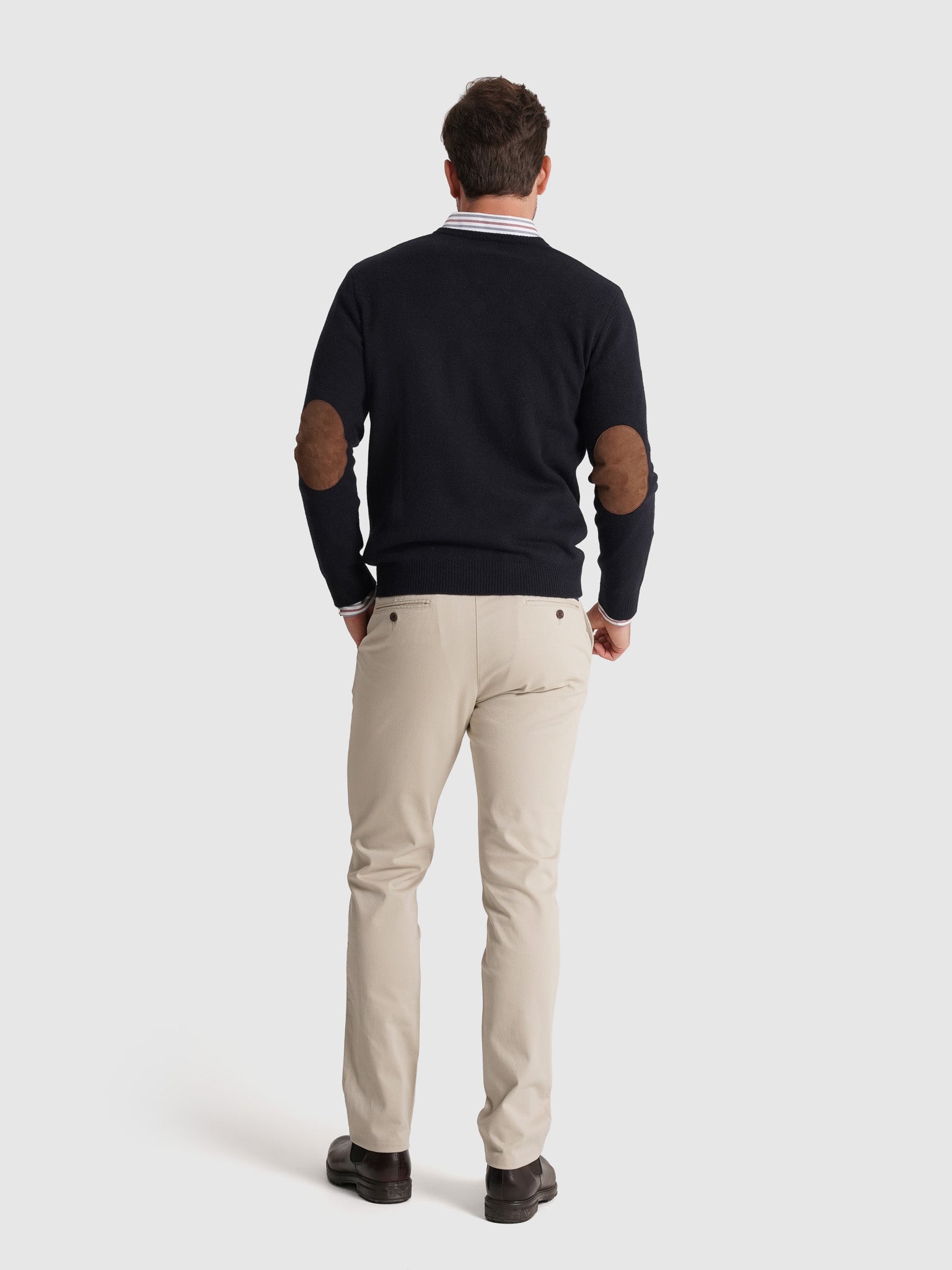 BLUE WOOL PULLOVER WITH REGULAR FIT MR ELBOW PADS. BLUE