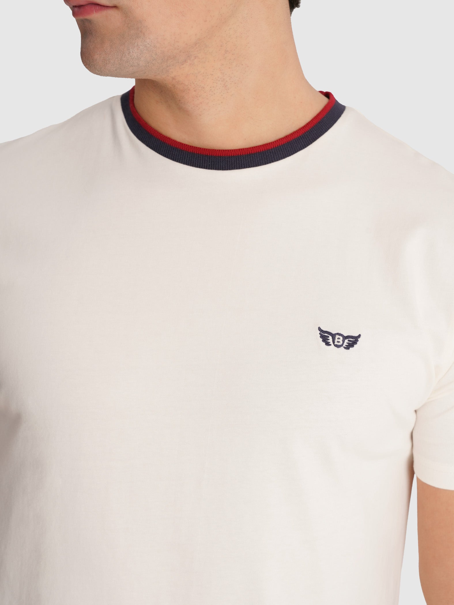 WHITE COTTON T-SHIRT SHORT SLEEVES REGULAR FIT MR. BLUE