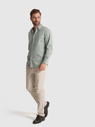 GREEN COTTON SHIRT LONG SLEEVE SLIM FIT MR. BLUE