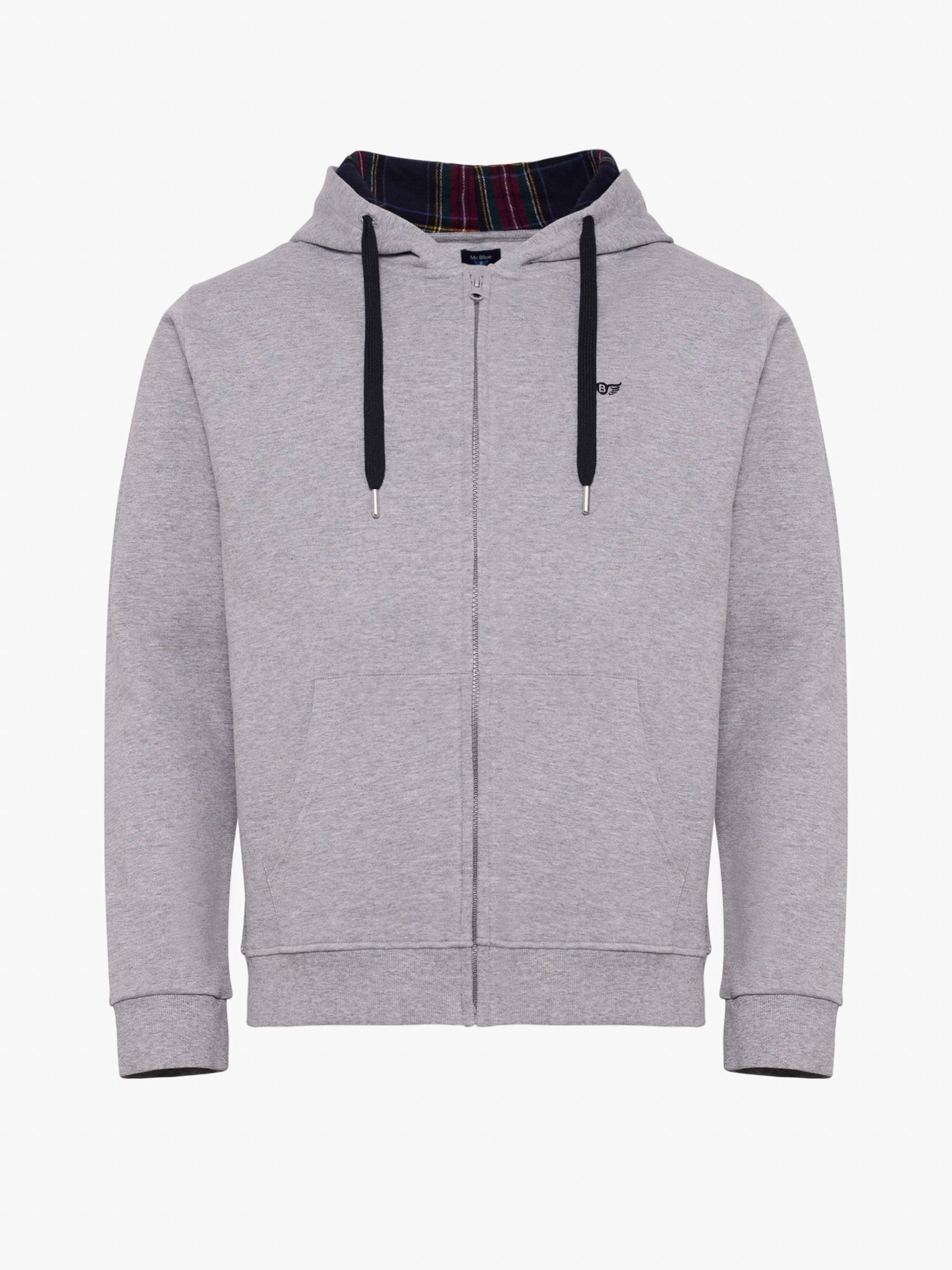 GRAY COTTON HOODIE LONG SLEEVE REGULAR FIT MR. BLUE