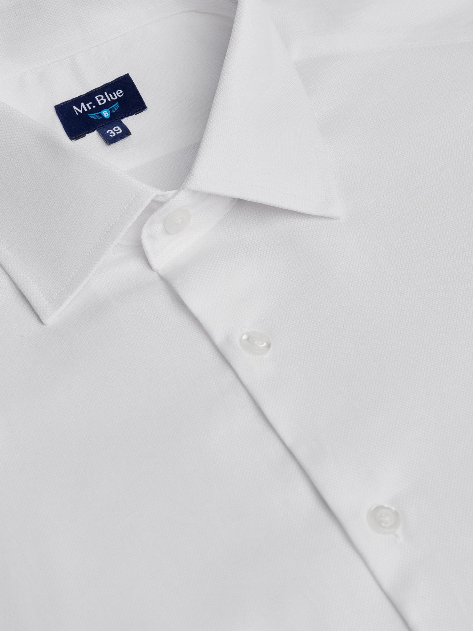 CAMISA DE ALGODÓN BLANCA MANGA LARGA CLASSIC FIT MR. AZUL