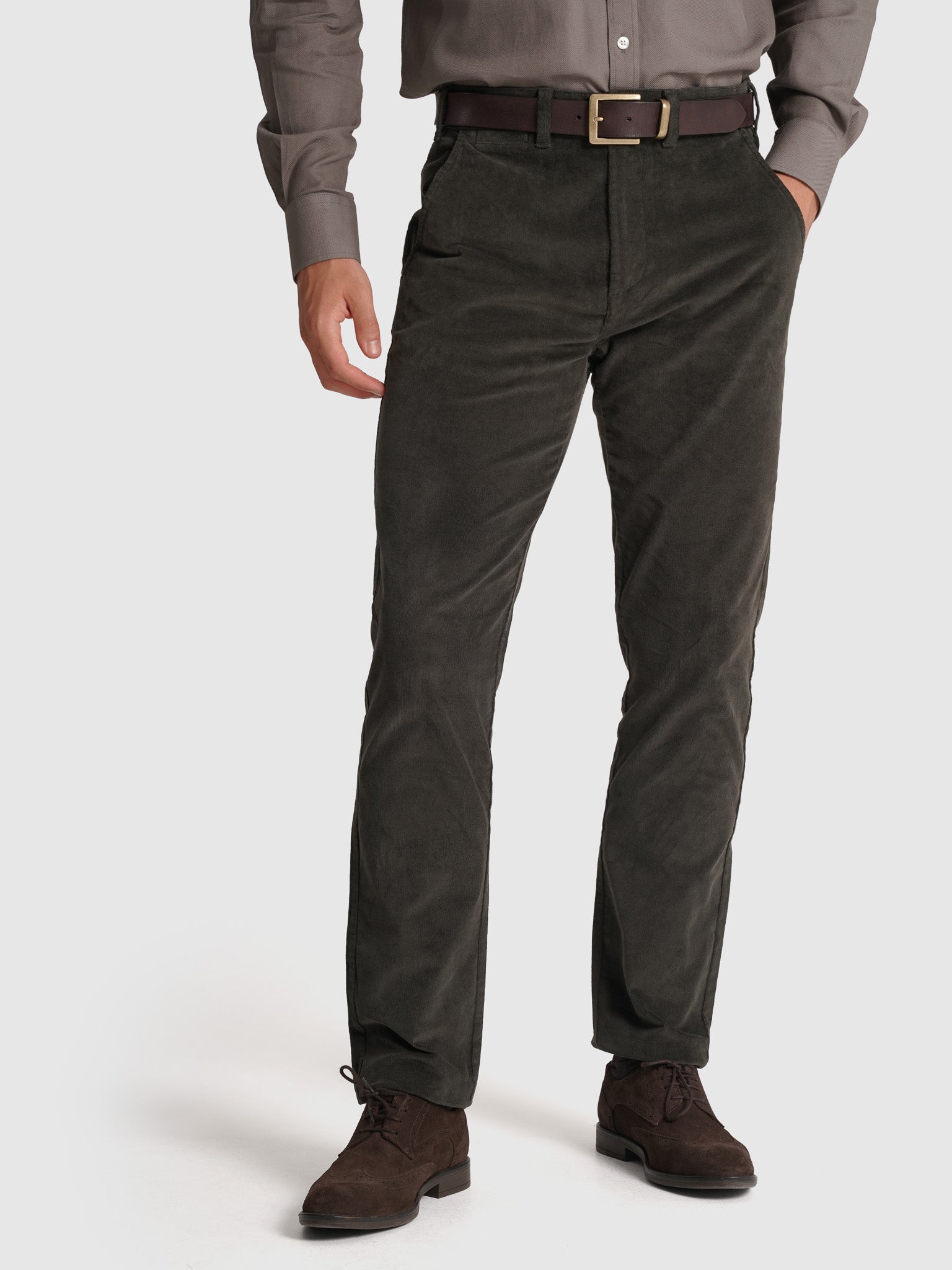GREEN COTTON TROUSERS CLASSIC FIT MR. BLUE