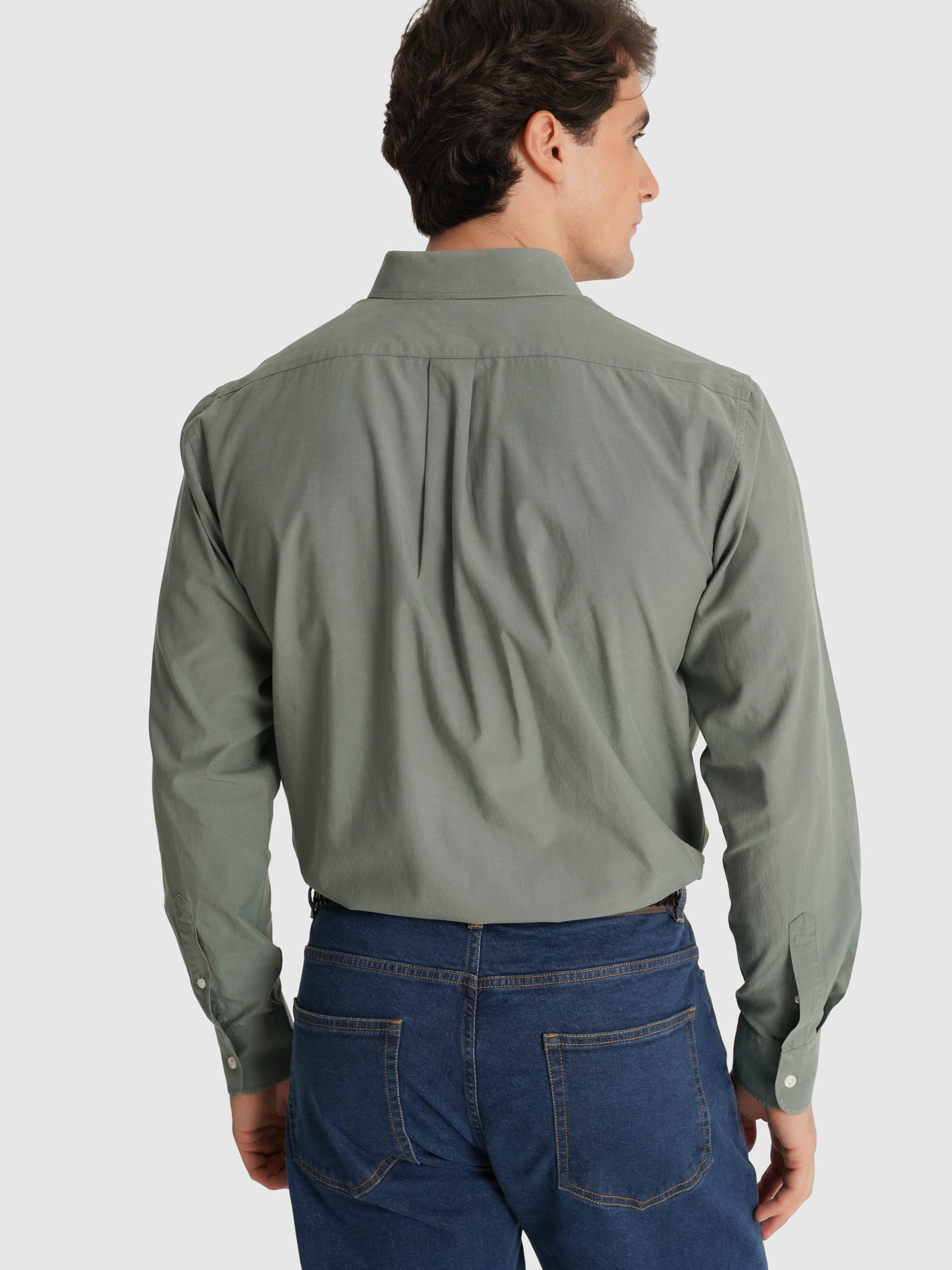 GREEN COTTON SHIRT LONG SLEEVE REGULAR FIT MR. BLUE