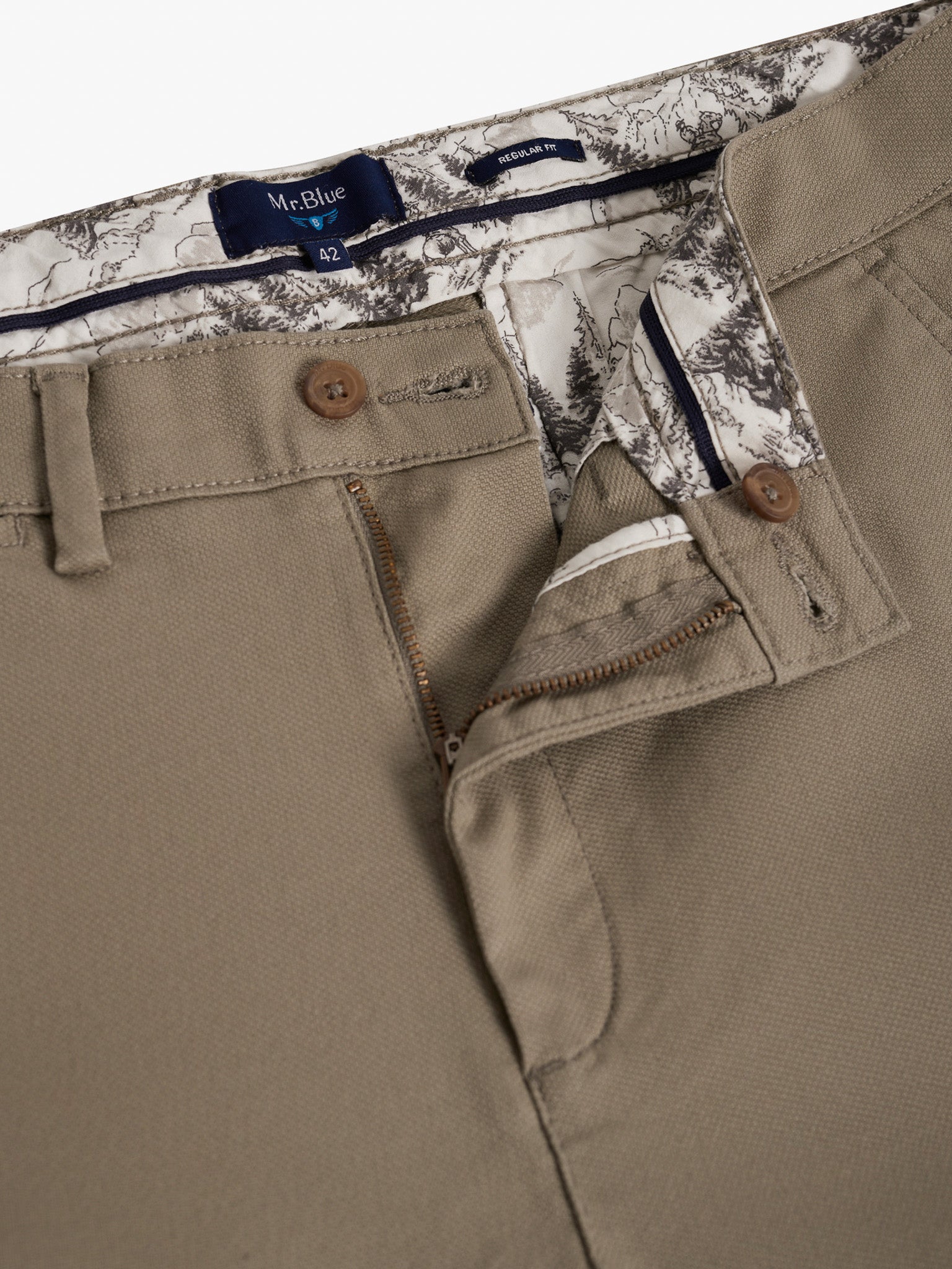 PANTALÓN ALGODÓN VERDE REGULAR FIT MR. AZUL